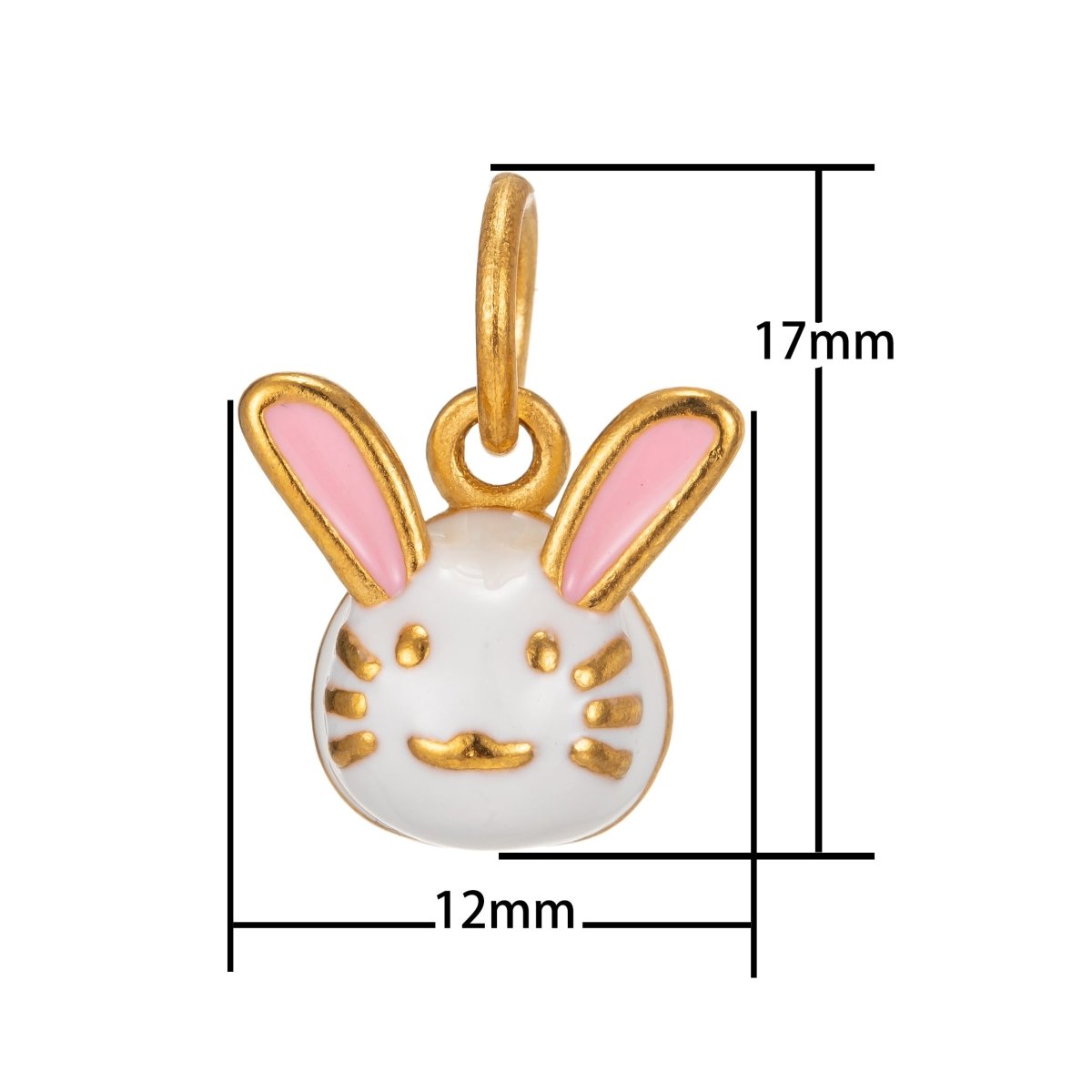 White Bunny Head Charm for Kids Jewelry Making Supply Necklace Bracelet Earring Charm Componnent in gold overlayC-631 - DLUXCA