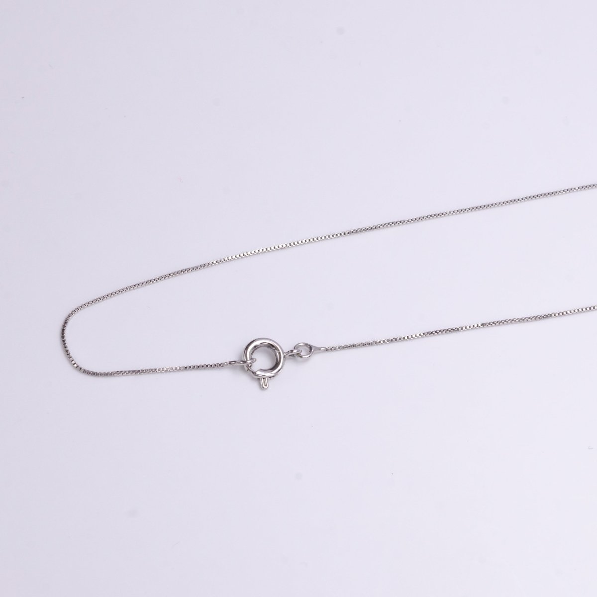 White Gold Filled 0.5mm Dainty Box Chain 17.5 Inch Chain Necklace | WA-1908 Clearance Pricing - DLUXCA