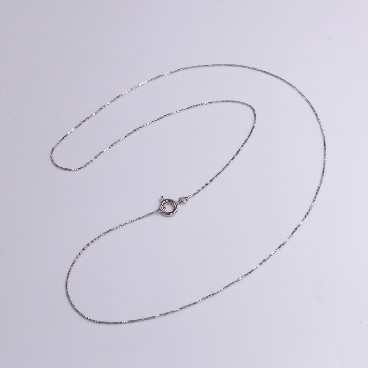 White Gold Filled 0.5mm Dainty Box Chain 17.5 Inch Chain Necklace | WA-1908 Clearance Pricing - DLUXCA