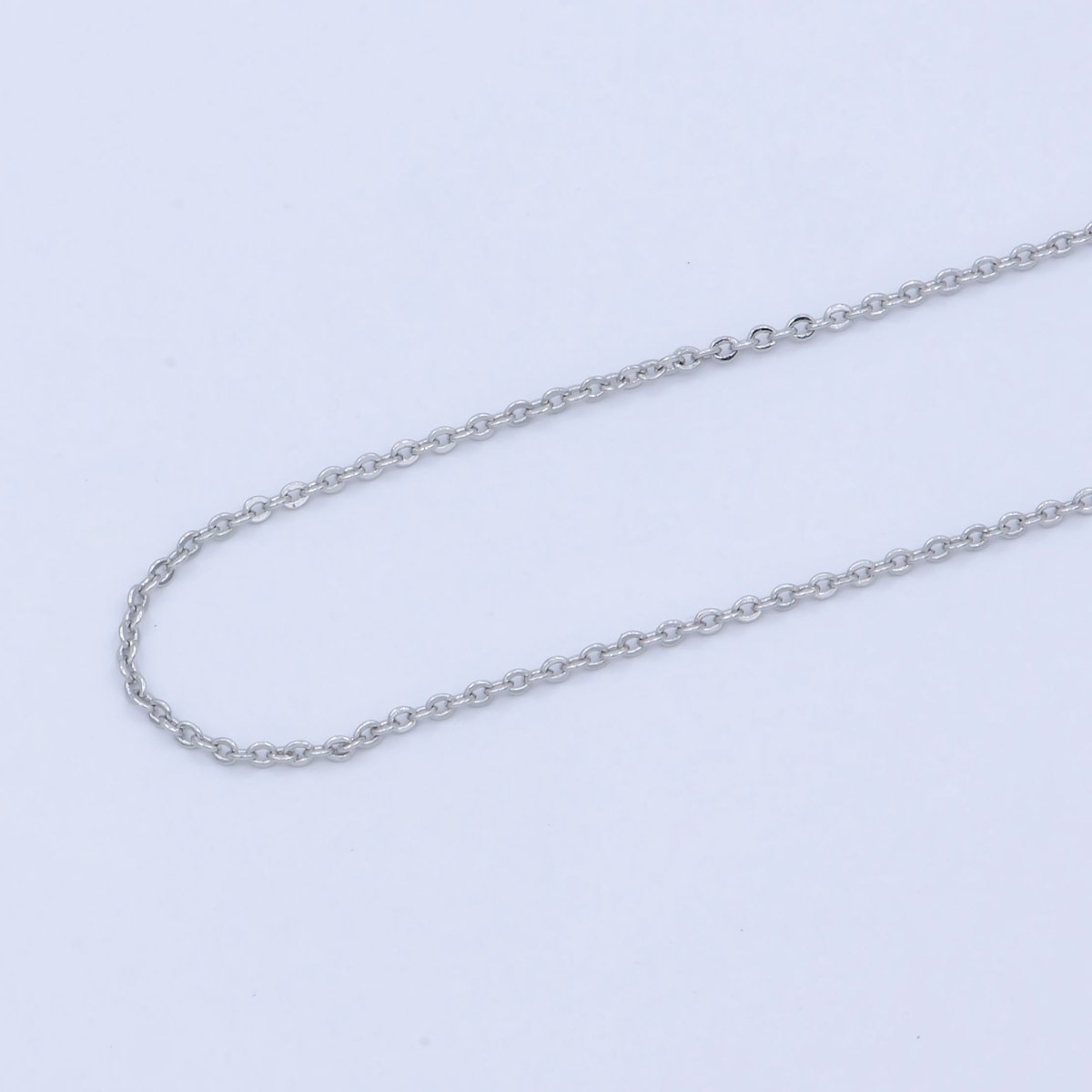 White Gold Filled 0.8mm Dainty Rolo Cable 16 Inch Choker Necklace w. Extender | WA-239 Clearance Pricing - DLUXCA