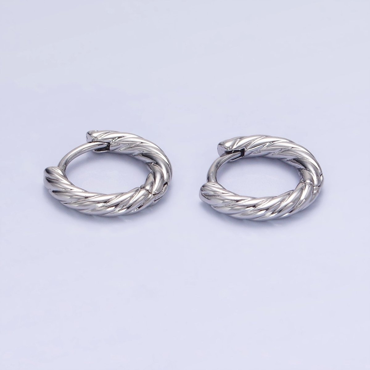 White Gold Filled 10mm Croissant Twisted Cartilage Minimalist Huggie Earrings | AB1268 - DLUXCA