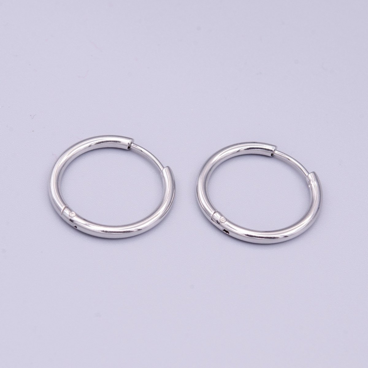 White Gold Filled 11mm, 13mm, 15mm, 17mm, 19mm, 21mm, 23mm Silver Minimalist Huggie Endless Hoop Earrings | AD1536 - AD1542 - DLUXCA