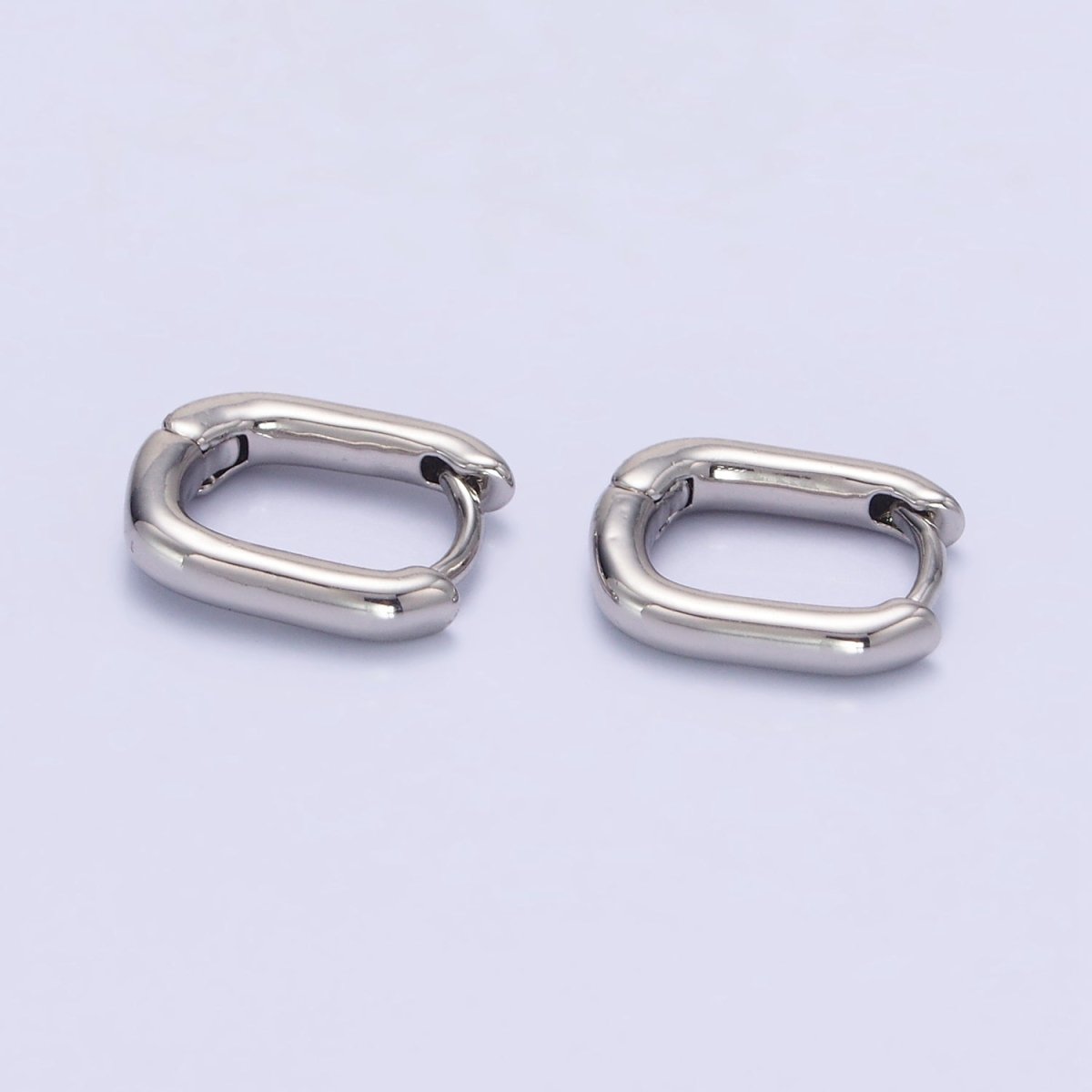 White Gold Filled 11mm Oblong Cartilage Minimalist Huggie Earrings | AB1267 - DLUXCA