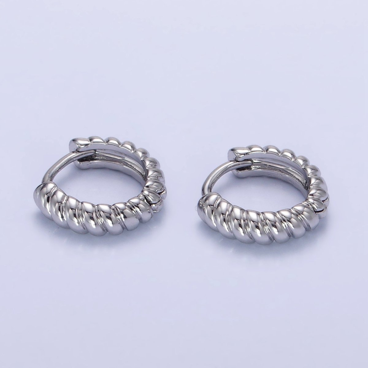 White Gold Filled 12mm Croissant Cartilage Minimalist Huggie Earrings | AB1269 - DLUXCA