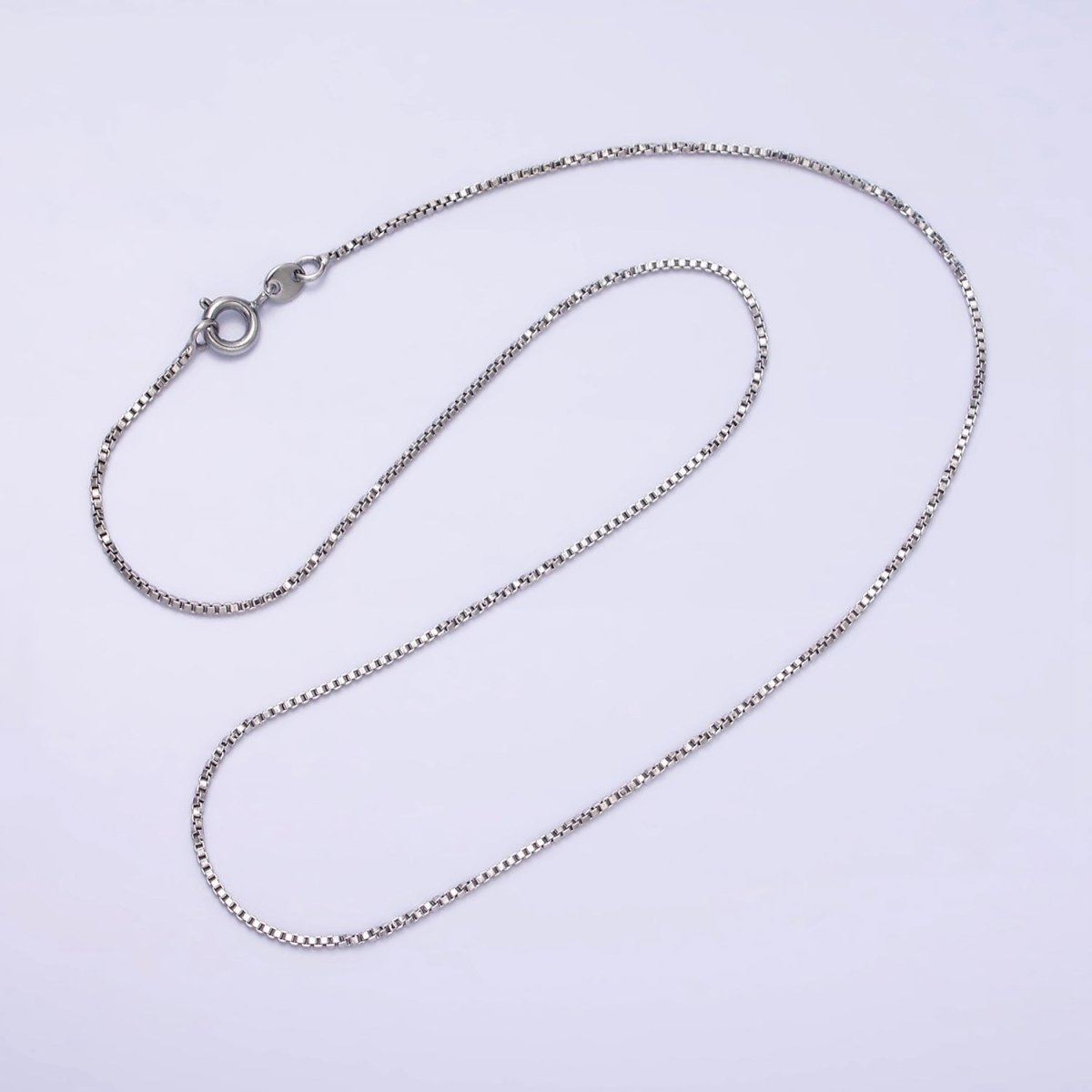 White Gold Filled 1.2mm Dainty Box 20 Inch, 18 Inch Chain Necklace | WA-1780 WA-1781 Clearance Pricing - DLUXCA
