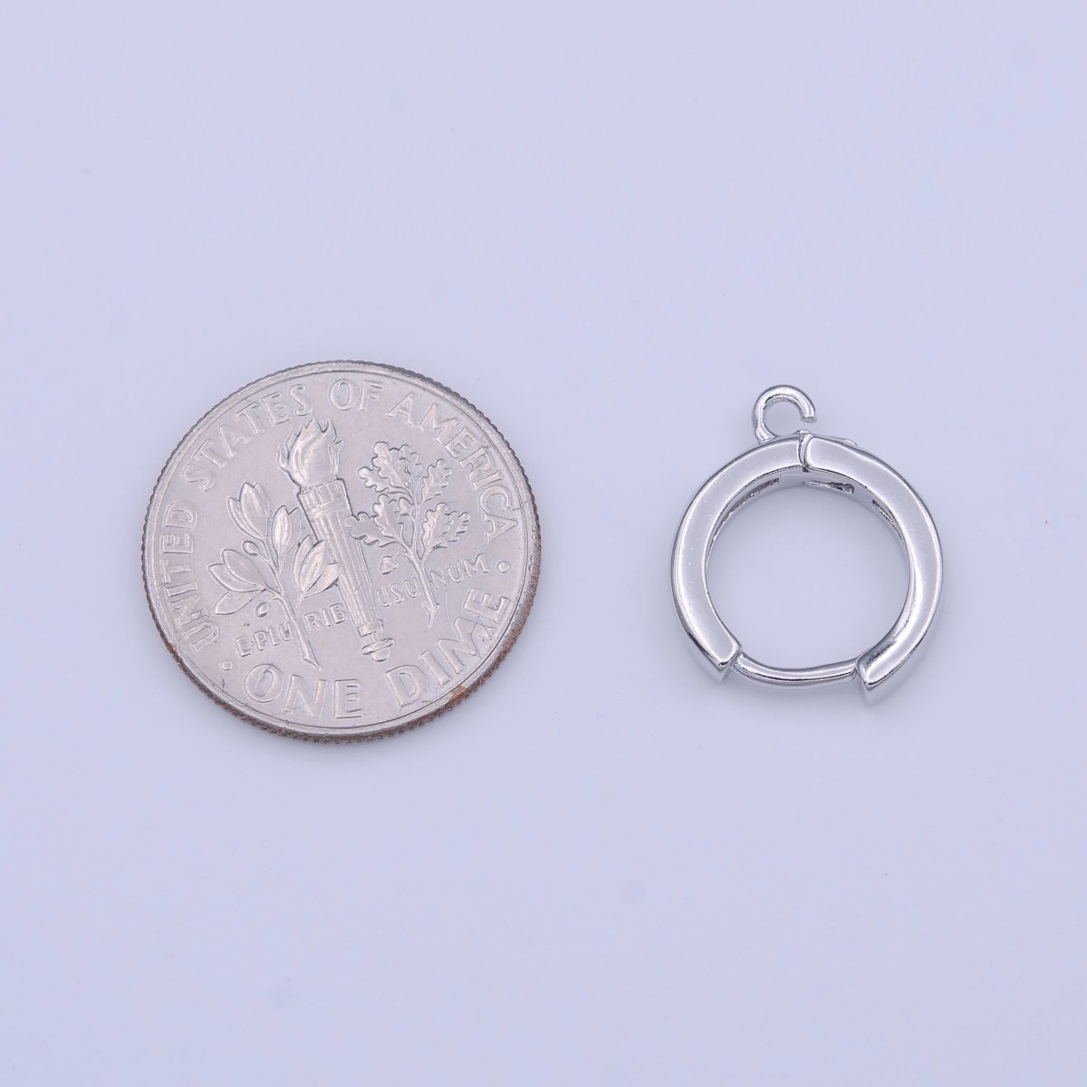 White Gold Filled 12mm Mini Silver Huggie Open Loop Earrings Supply | K-209 - DLUXCA