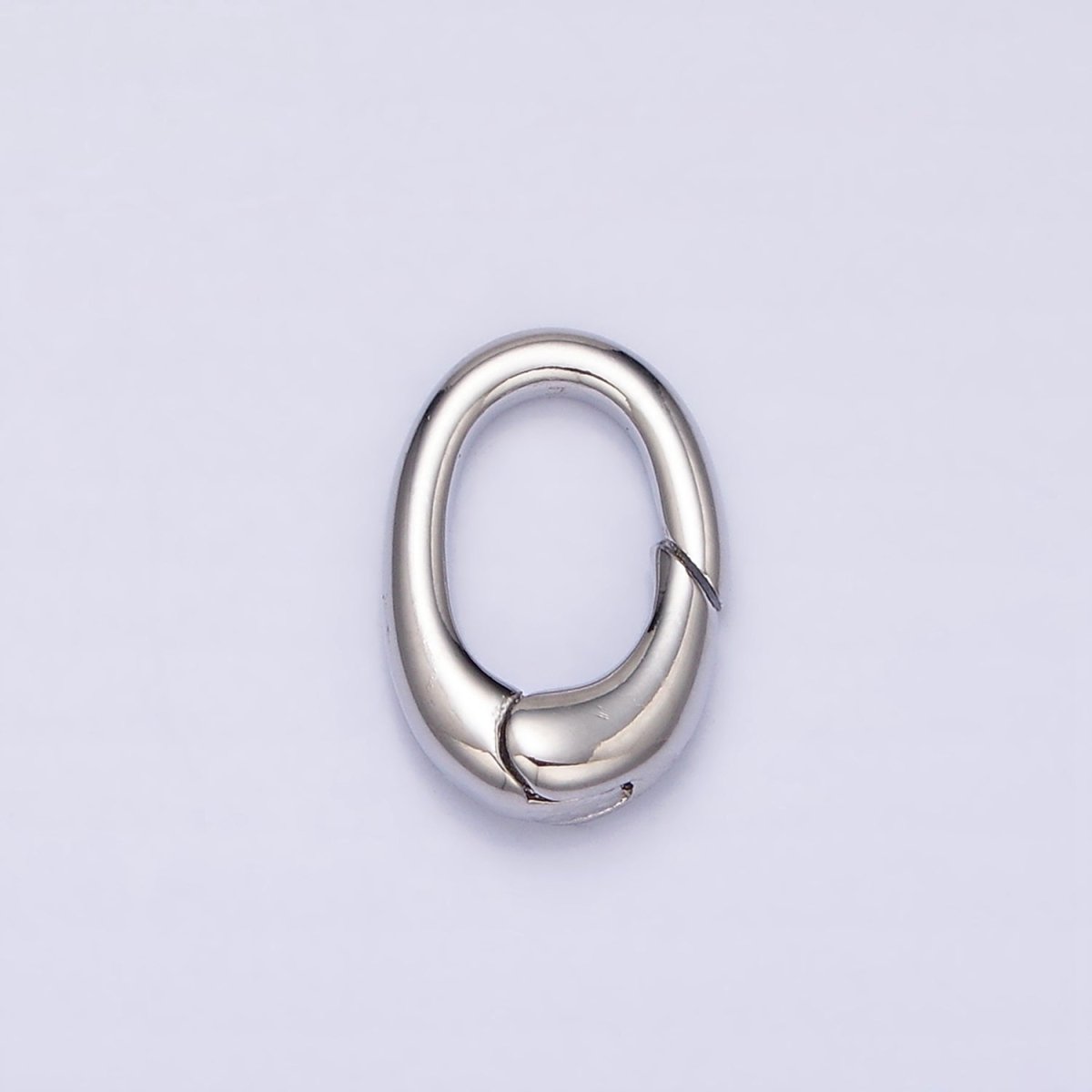 White Gold Filled 12mm Push Oval Spring Gate Ring Jewelry Supply | Z-403 - DLUXCA