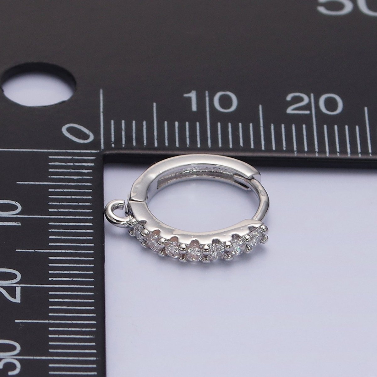 White Gold Filled 15mm Micro Paved CZ Huggie Open Loop Earrings | Z-361 - DLUXCA