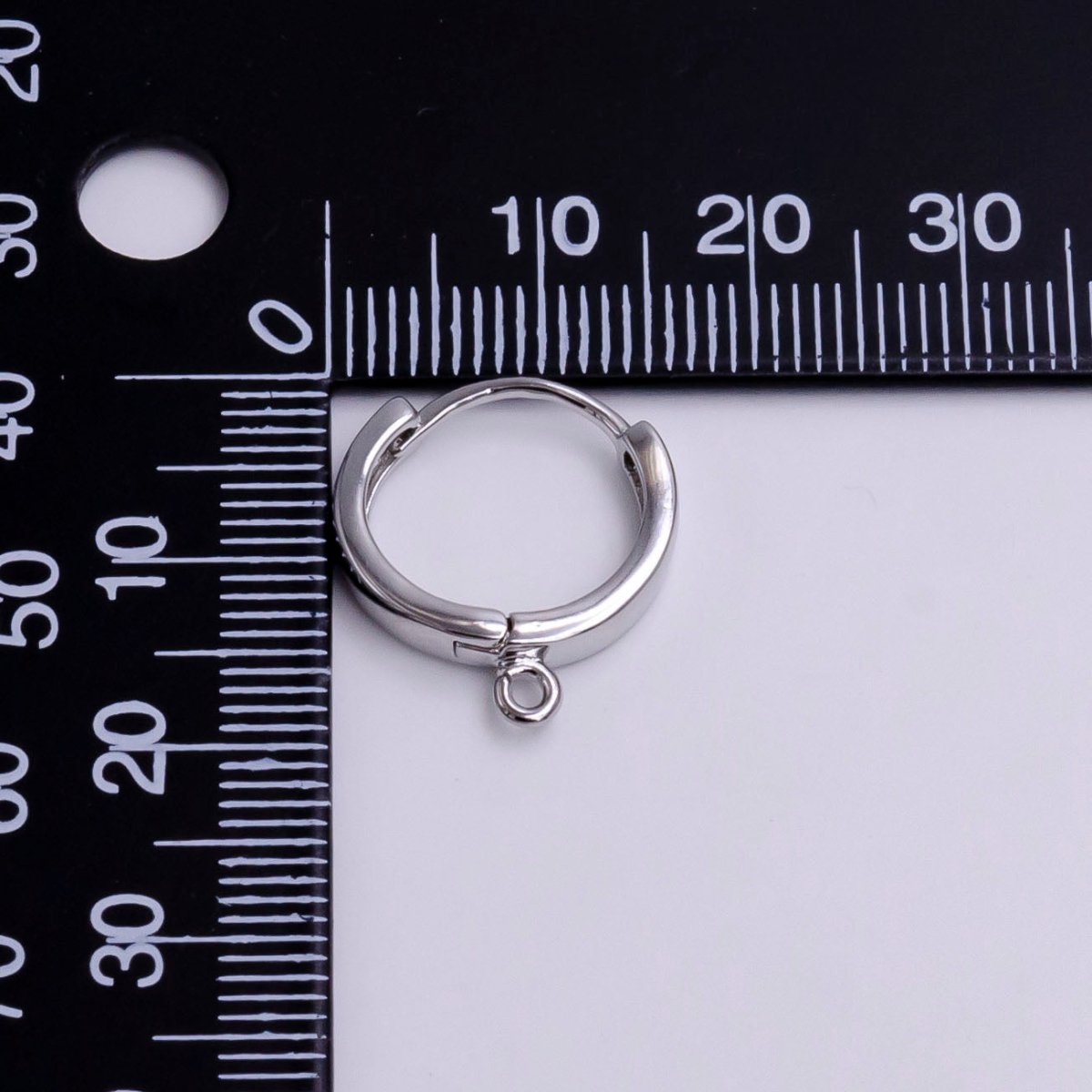 White Gold Filled 16mm Minimalist Huggie Earrings Findings Supply | Z-905 - DLUXCA