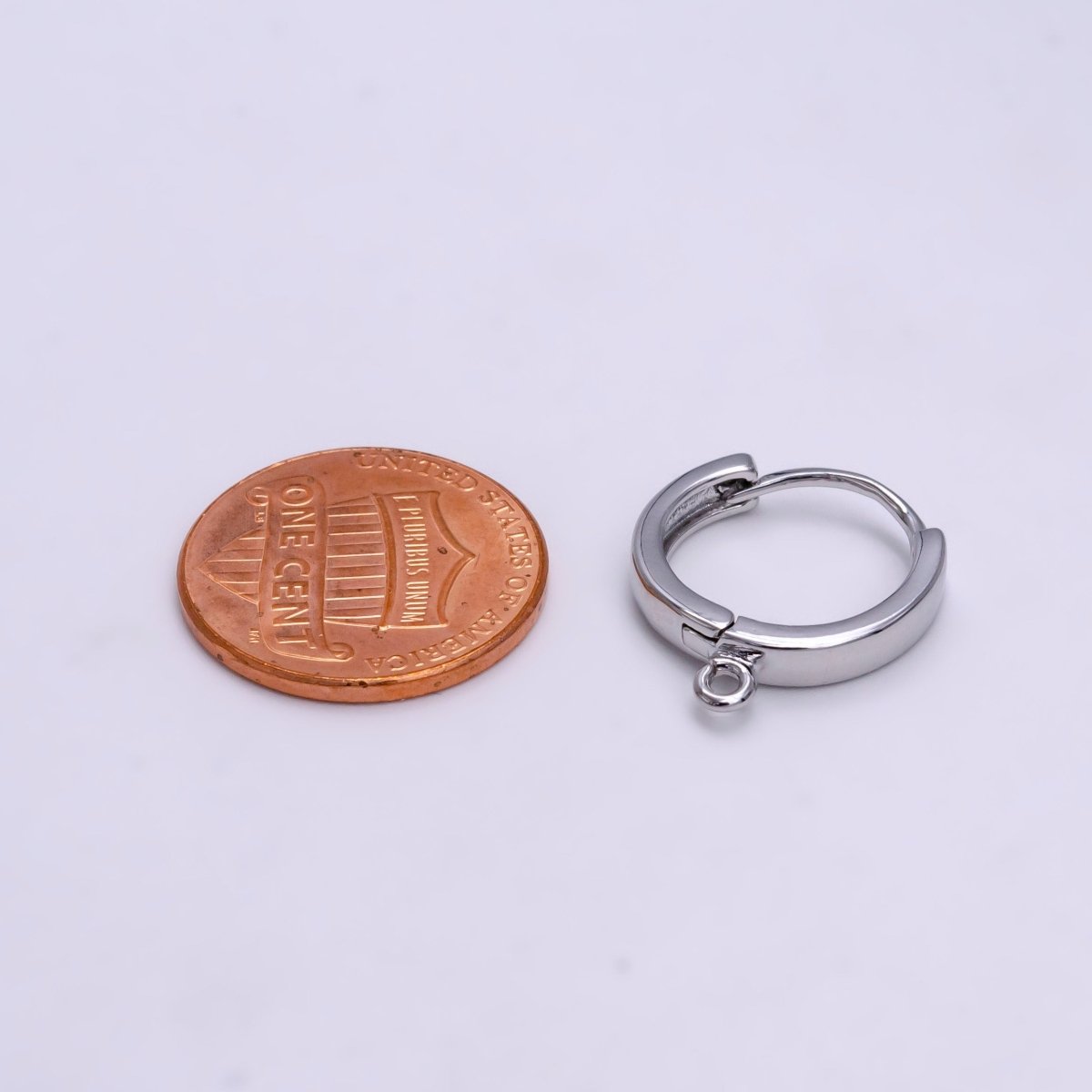 White Gold Filled 16mm Minimalist Huggie Earrings Findings Supply | Z-905 - DLUXCA
