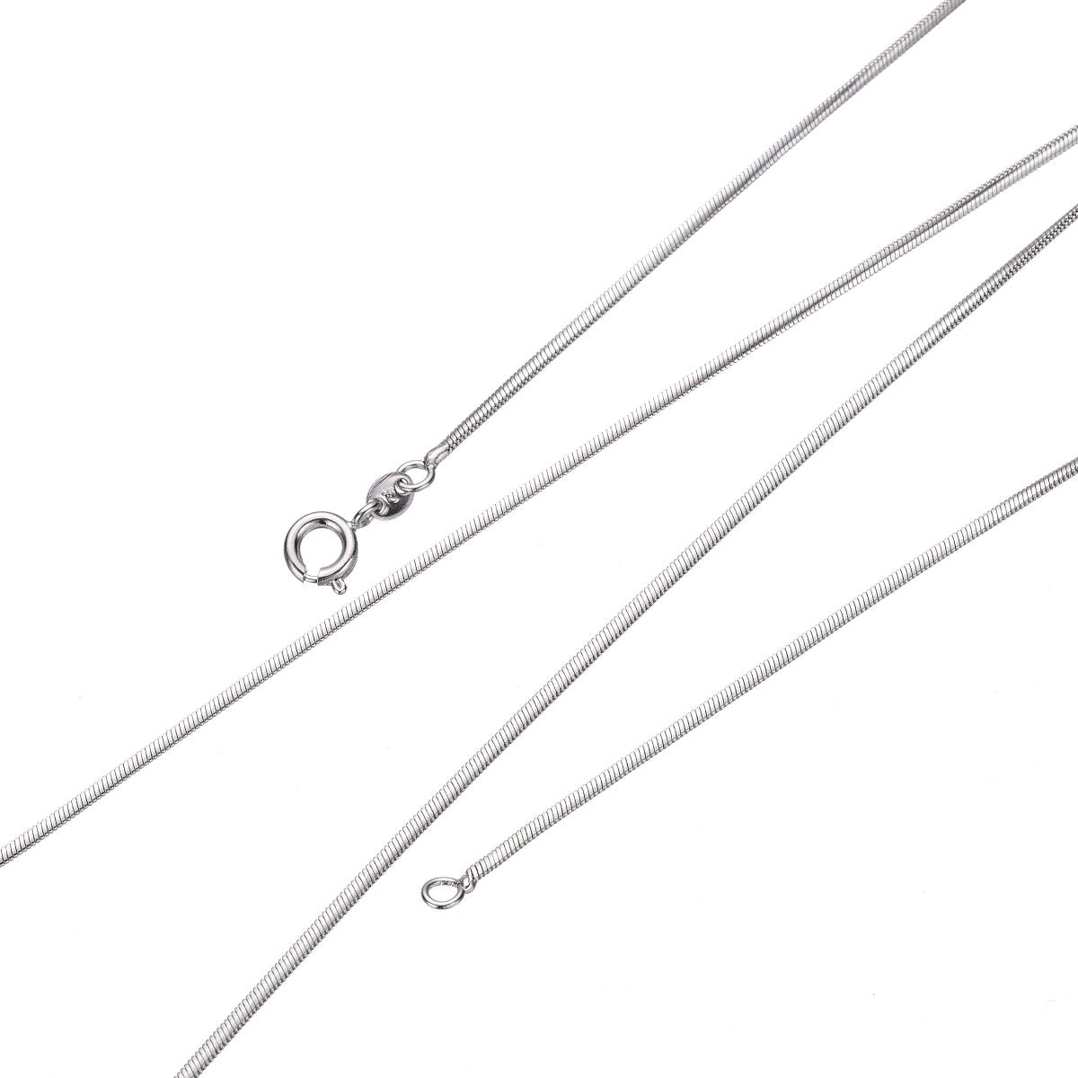 White Gold Filled 1mm Dainty Snake Layering Silver 18 Inch Chain Necklace | WA-229 Clearance Pricing - DLUXCA