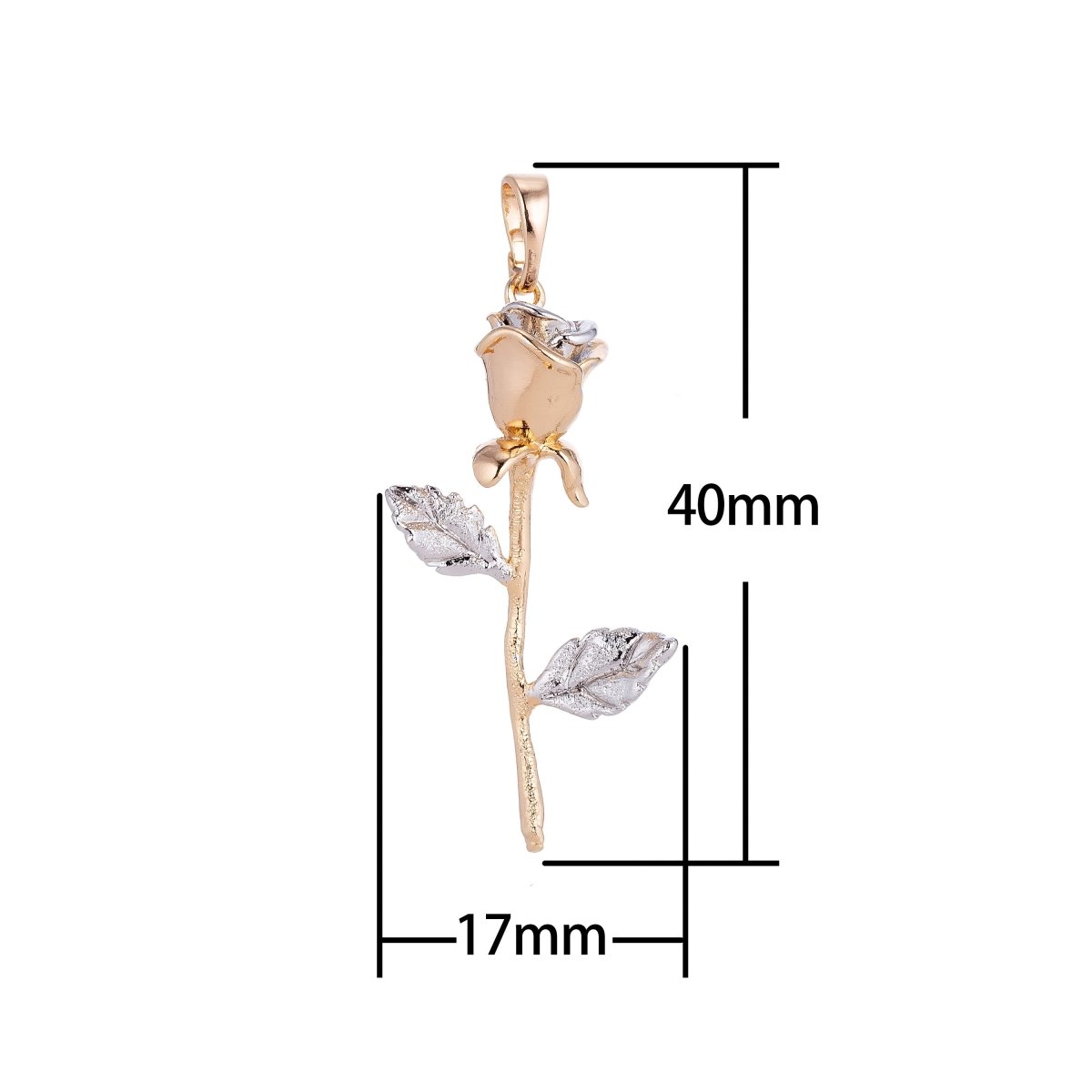 White Gold Filled / 24K Yellow Gold Fill Rose Gold Flower Charm Floral, Belle Layered Necklace Pendant Bails for Jewelry Making H-653 I-126 - DLUXCA