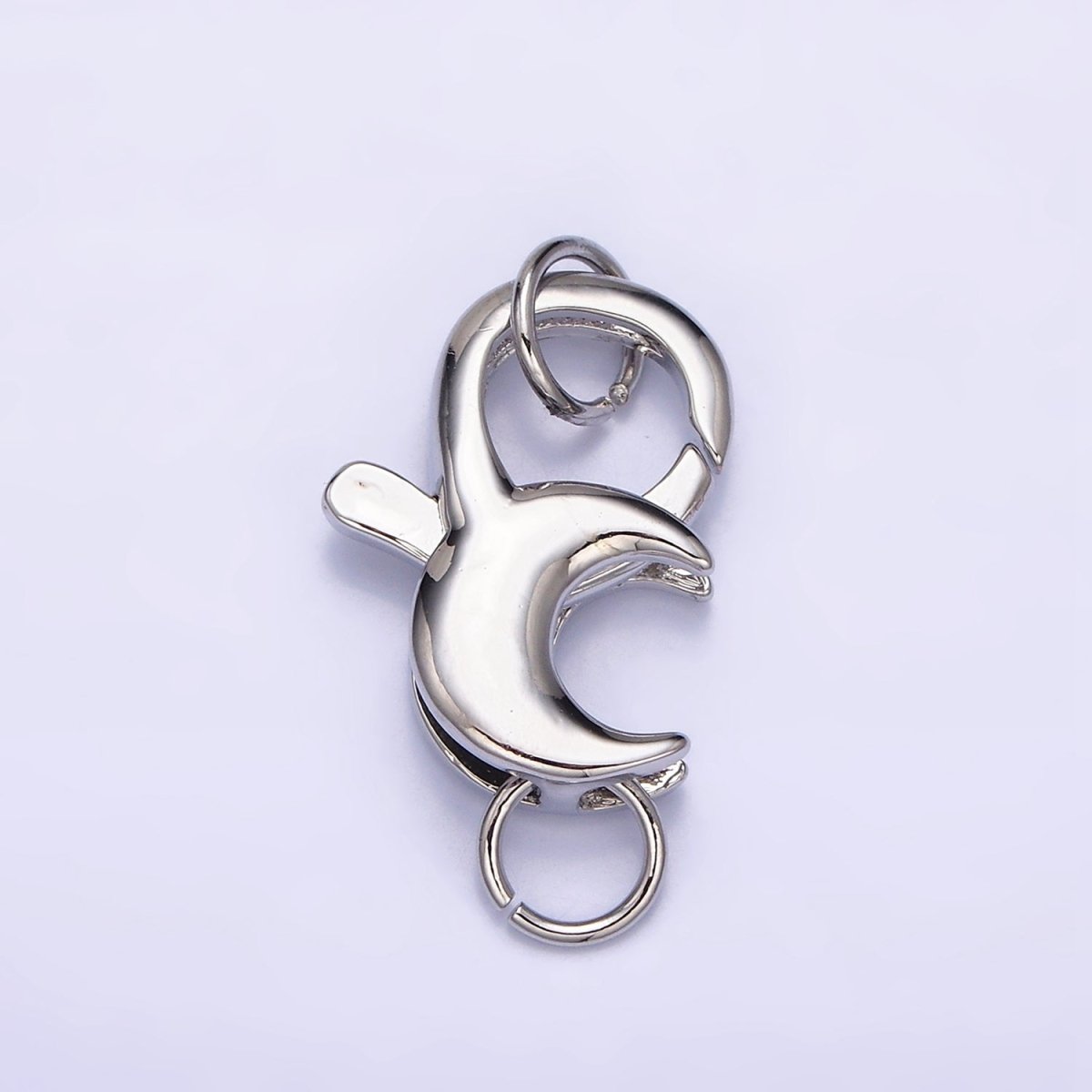 White Gold Filled 25.5mm Celestial Crescent Moon Lobster Clasps Jewelry Closure Supply | Z-393 - DLUXCA