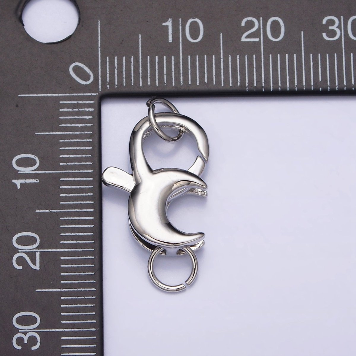 White Gold Filled 25.5mm Celestial Crescent Moon Lobster Clasps Jewelry Closure Supply | Z-393 - DLUXCA
