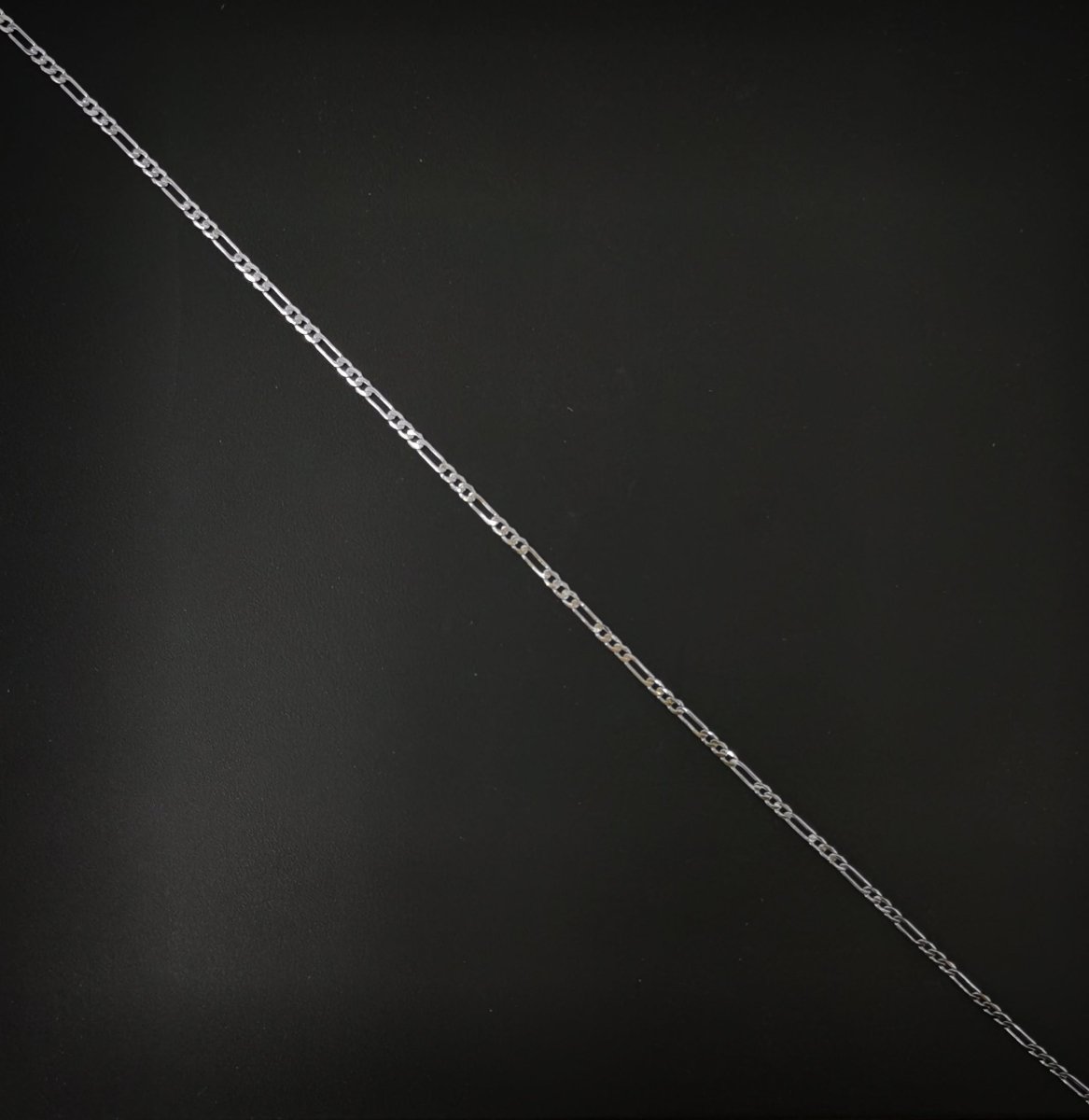 White Gold Filled 2mm Flat Figaro Everyday Layering 23.5 Inch Chain Silver Necklace | WA-203 Clearance Pricing - DLUXCA