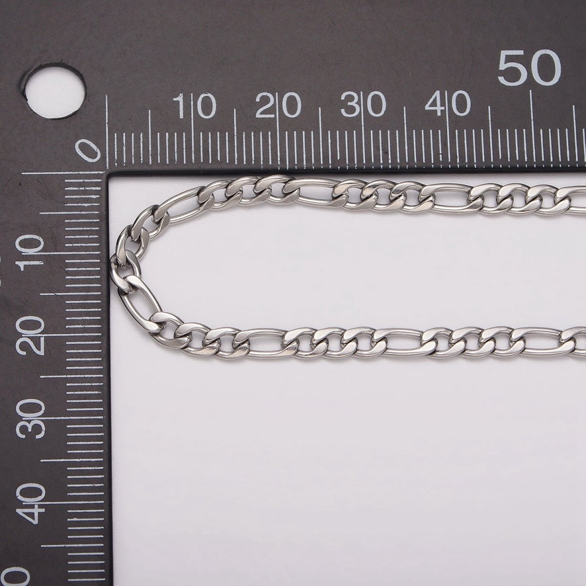 White Gold Filled 3.5mm Figaro Unfinished Chain For Jewelry Making | ROLL-1490 - DLUXCA