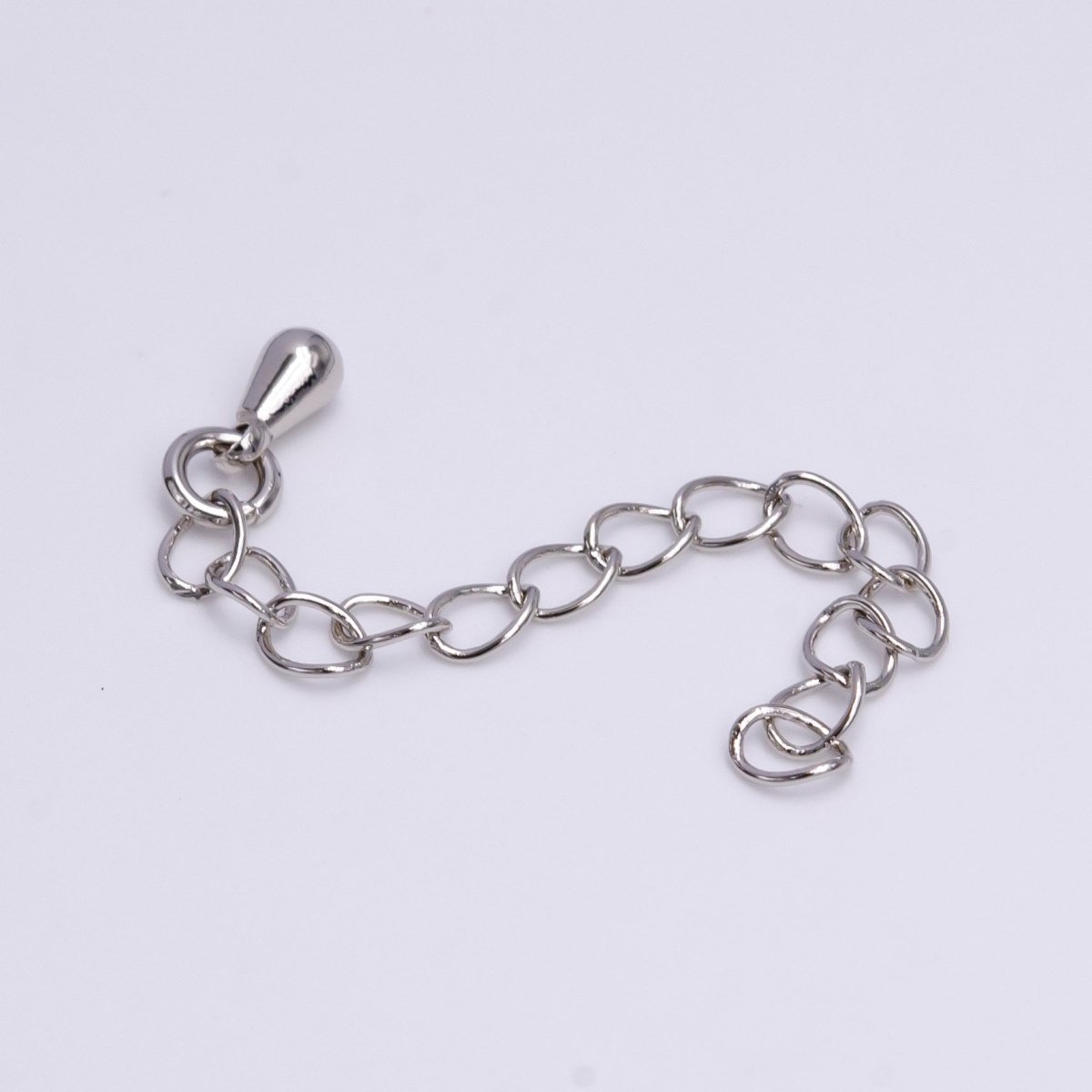 White Gold Filled 50mm Teardrop Chain Extender Jewelry Making Supply | Z-385 - DLUXCA
