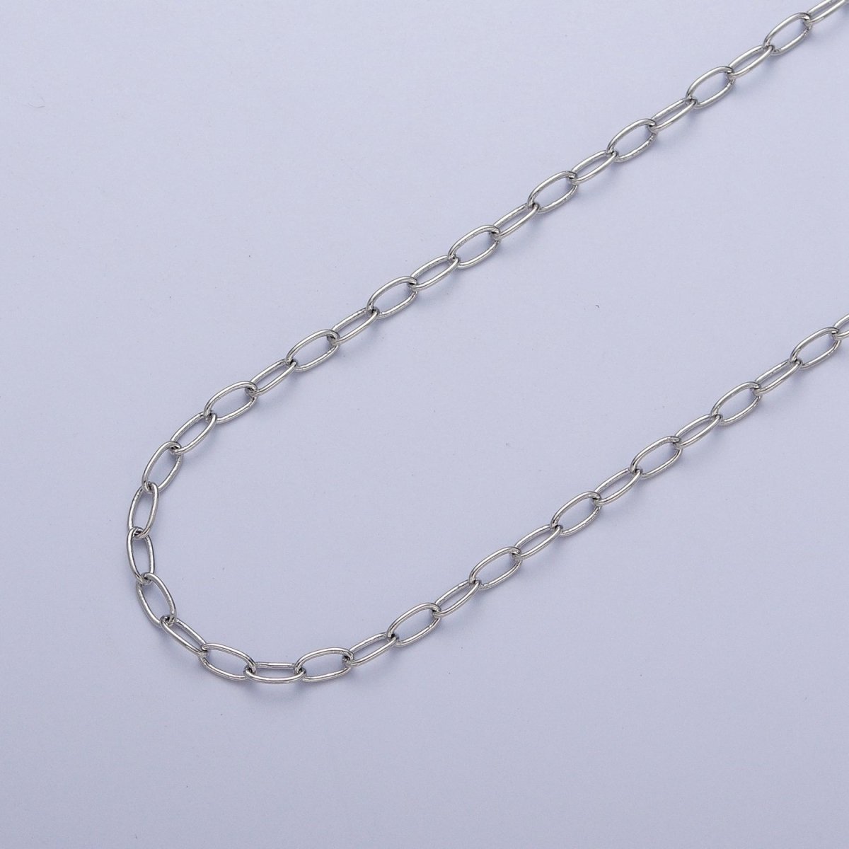 White Gold Filled 5.5mmx3mm Paperclip Silver Bulk Unfinished Chain For DIY Jewelry Making | ROLL-854 Clearance Pricing - DLUXCA