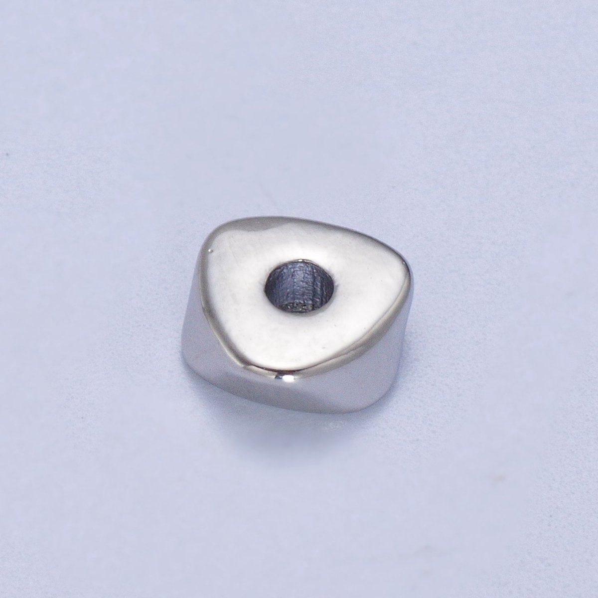 White Gold Filled 6mm Geometric Triangle Bead Silver Supply | K-308 - DLUXCA
