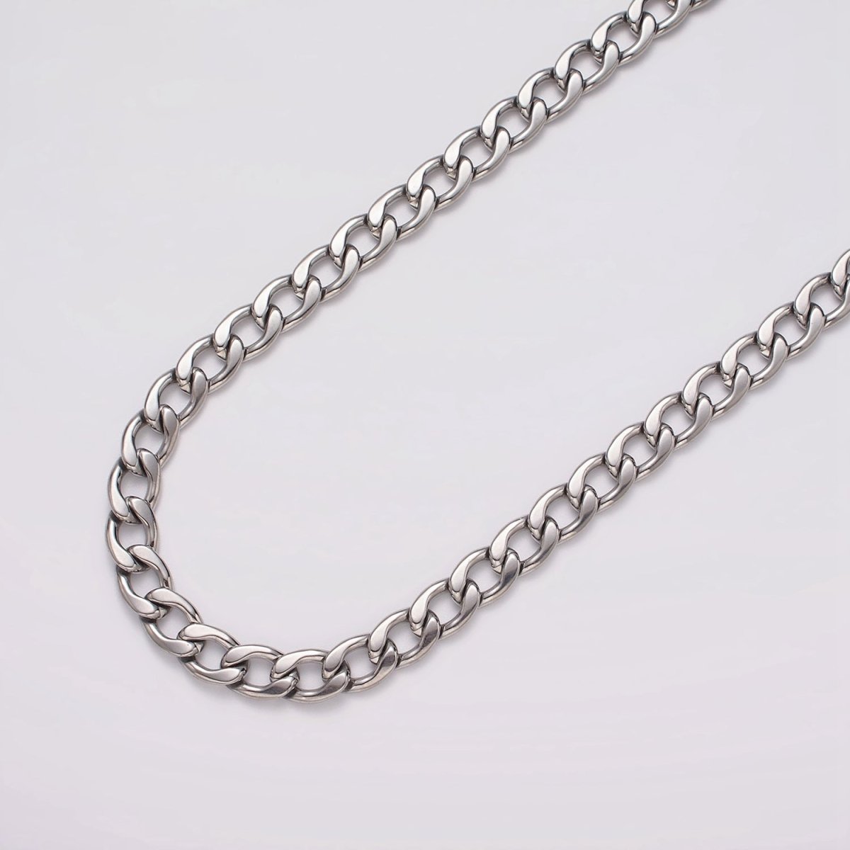 White Gold Filled 7.5mm Cuban Concave Flat Curb Unfinished Chain For Jewelry Making | ROLL-1489 - DLUXCA