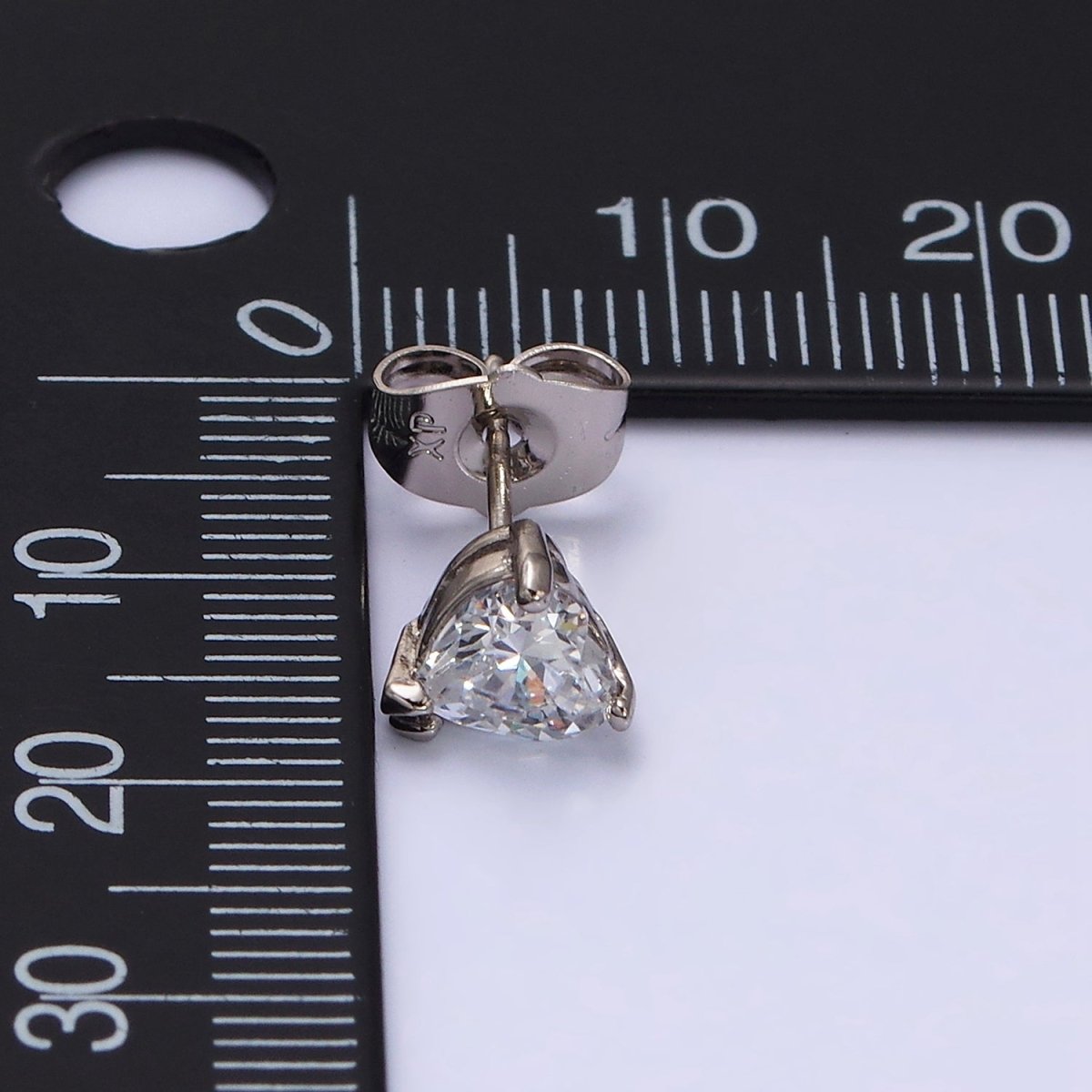 White Gold Filled 7mm Clear Heart CZ Stud Earrings | AD1316 - DLUXCA