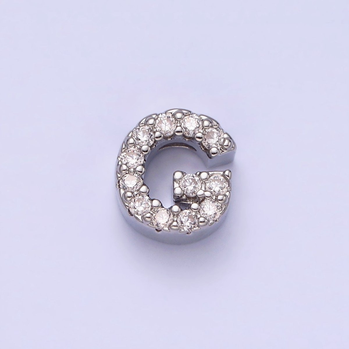 White Gold Filled A-Z Initial Letters Clear Micro Paved CZ Personalized Bead | AD755 - AD780 - DLUXCA
