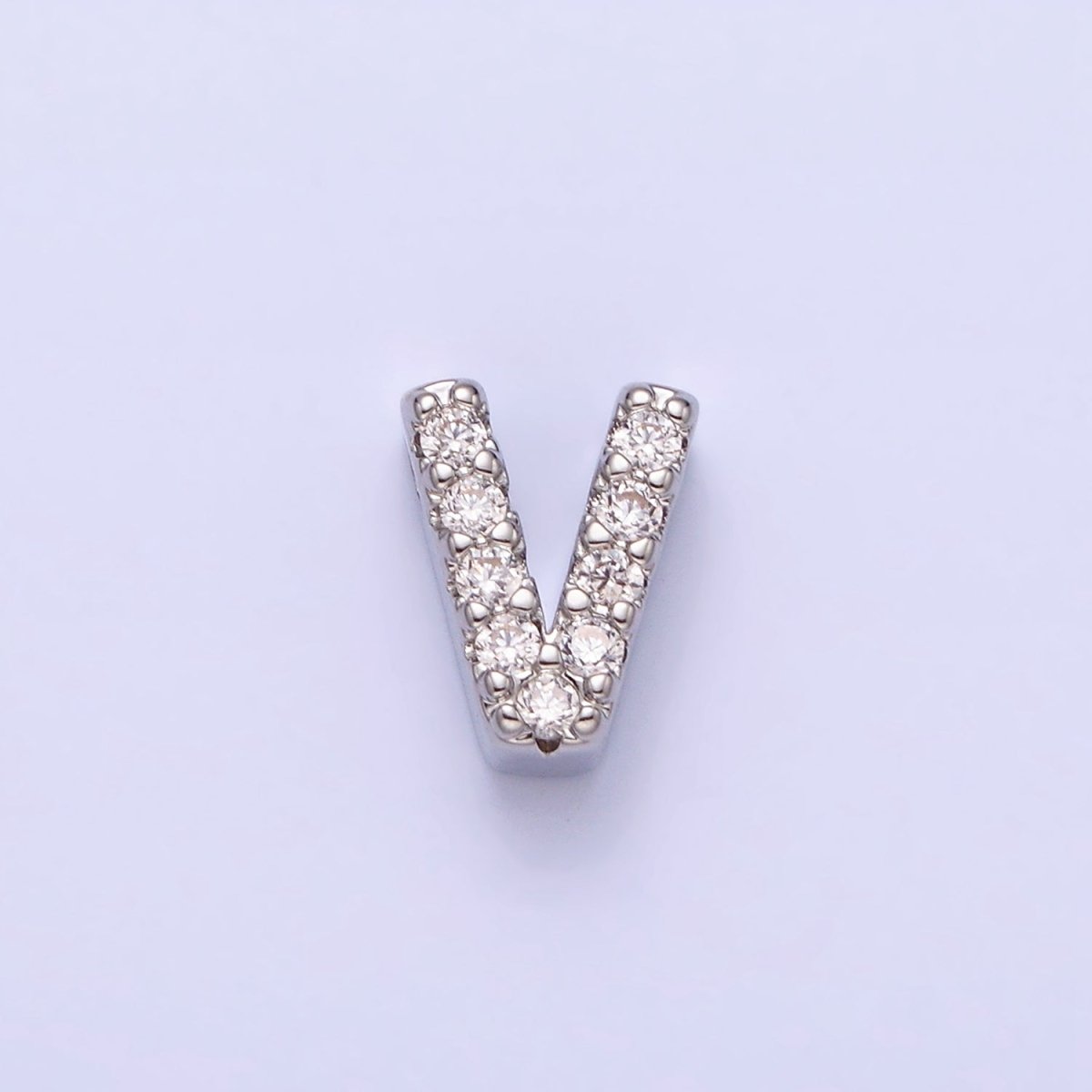 White Gold Filled A-Z Initial Letters Clear Micro Paved CZ Personalized Bead | AD755 - AD780 - DLUXCA