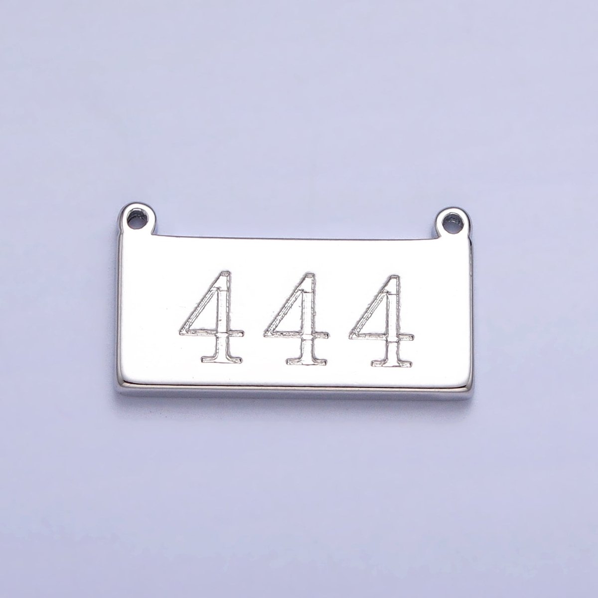 White Gold Filled Angel Number Numerology Engraved Rectangular Tag Charm Connector | AA781 - AA790 - DLUXCA