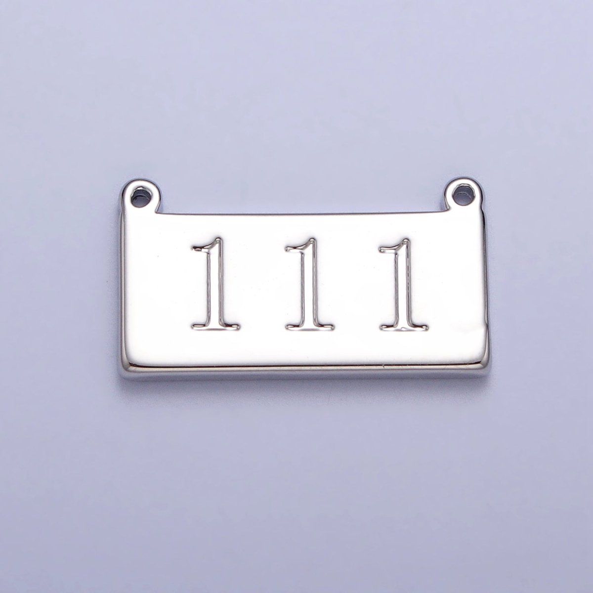 White Gold Filled Angel Number Numerology Engraved Rectangular Tag Charm Connector | AA781 - AA790 - DLUXCA