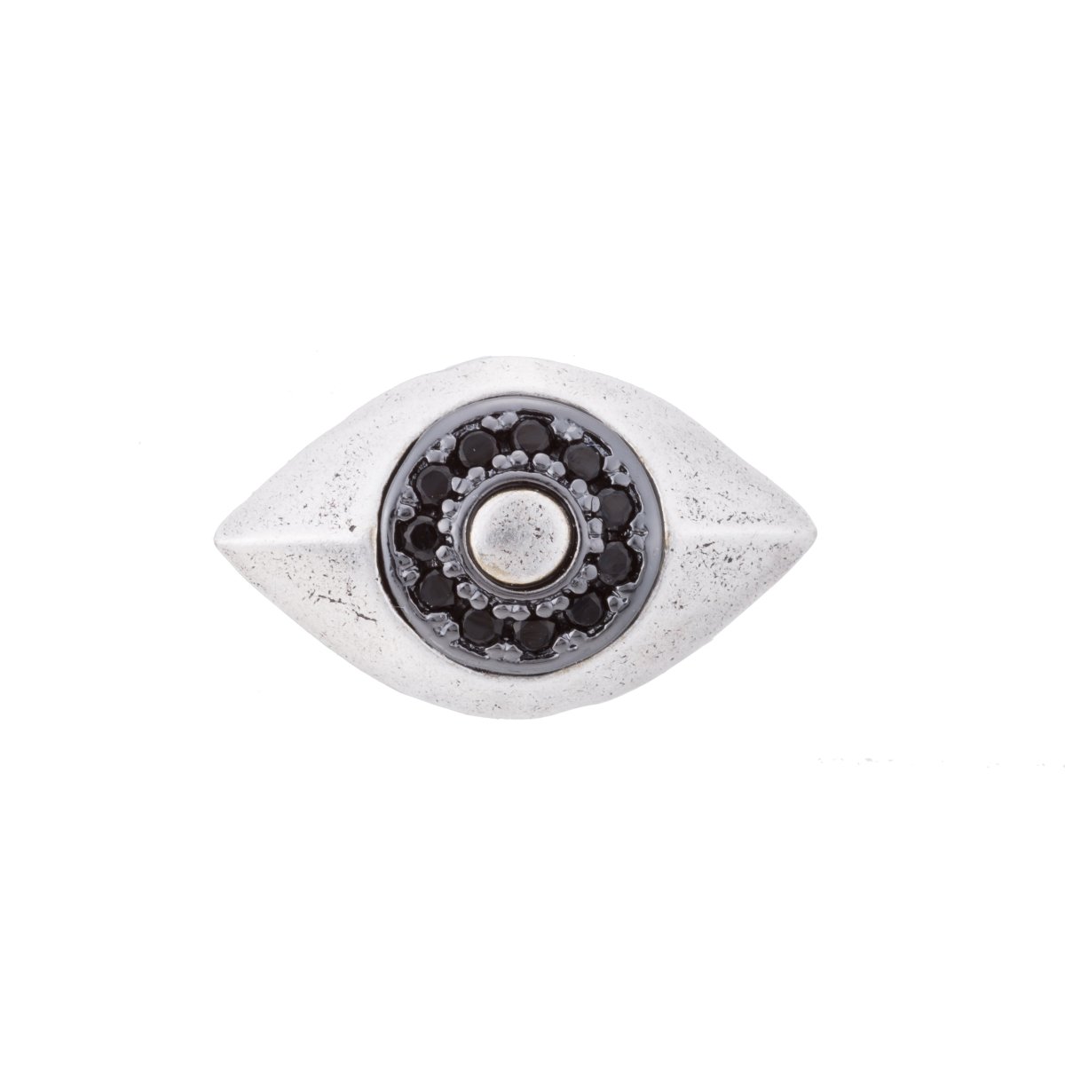 White Gold Filled Black Micro Paved CZ Protection Evil Eye Bead Spacer Findings | B-066 - DLUXCA