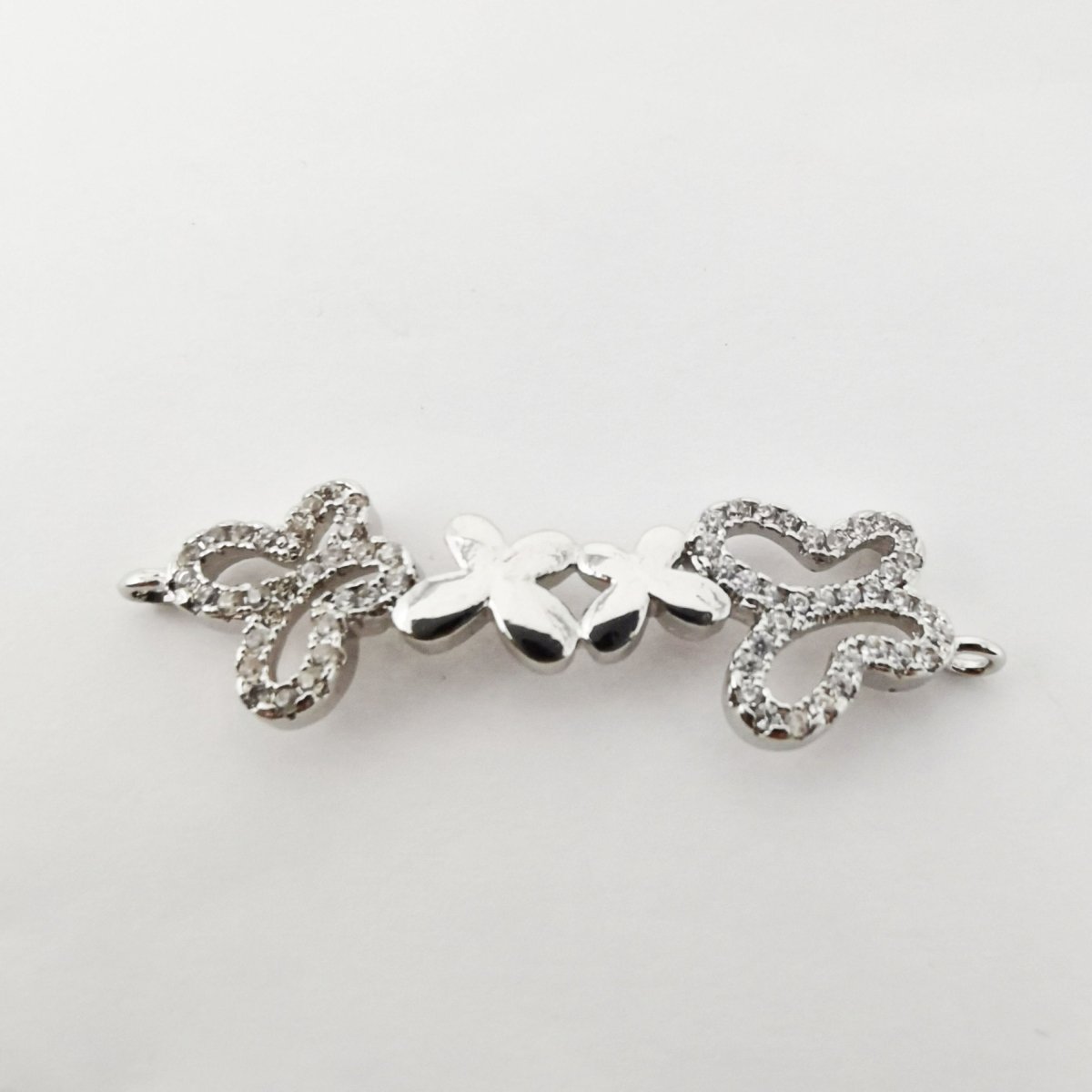 White Gold Filled Butterflies, Family Friends DIY Cubic Zirconia Bracelet Connector Charm, Necklace Pendant, Findings for Jewelry Making, F-149 - DLUXCA