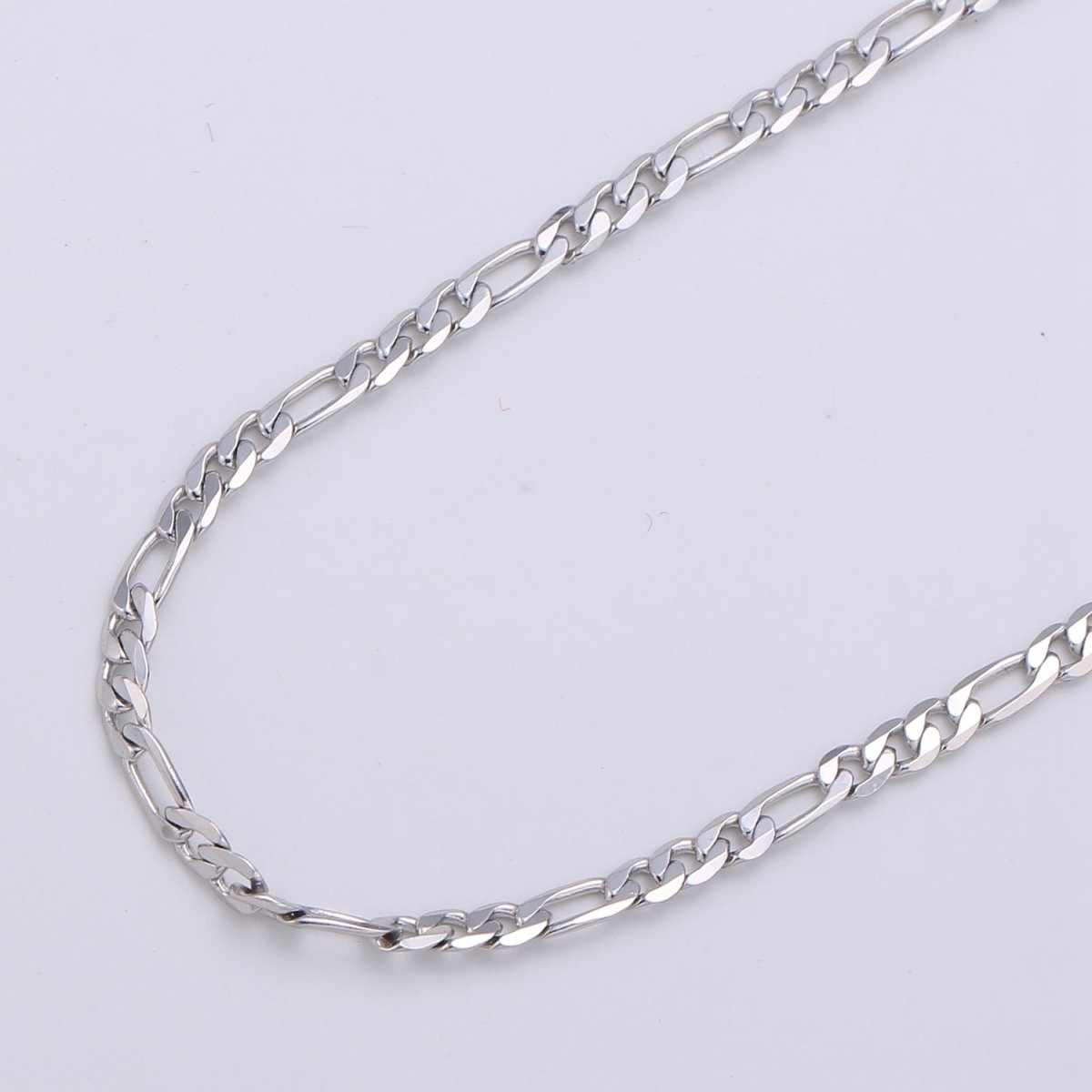 White Gold Filled Chain Necklace, 17.7", 17.8", 19.6" Figaro Chains, 3.2mm, 3.3mm, 4.5mm Figaro Necklace w/ Lobster Clasps | CN-946, CN-947, CN-948 Clearance Pricing - DLUXCA