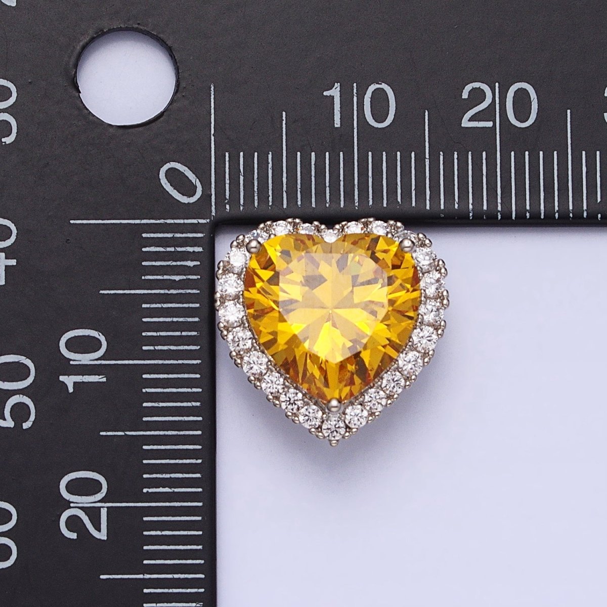 White Gold Filled Clear, Pink, Yellow CZ Heart Micro Paved Bead Pendant | AA245 - AA247 - DLUXCA