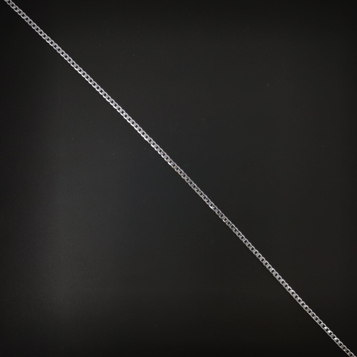 White Gold Filled Curb Chain Necklace, 17.7 inch Curb Finished Chain For Jewelry Making, Dainty 2.5mm Curb Necklace w/ Lobster Clasps | CN-956 Clearance Pricing - DLUXCA