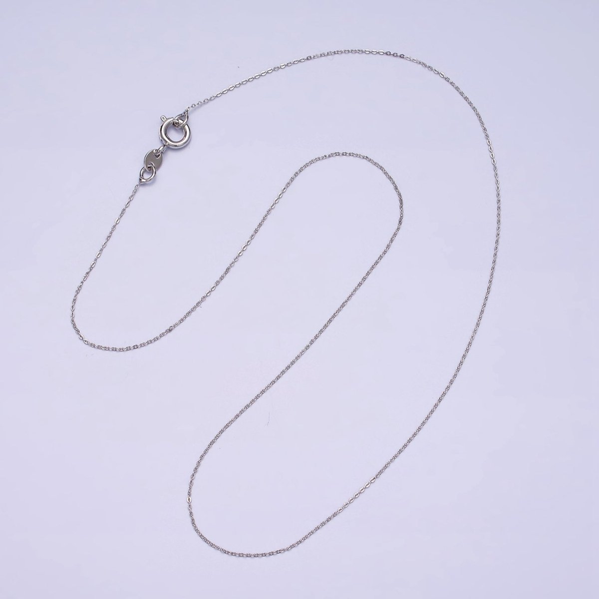 White Gold Filled Dainty 0.5mm Cable 15.5 Inch Choker Chain Necklace | WA-1877 Clearance Pricing - DLUXCA