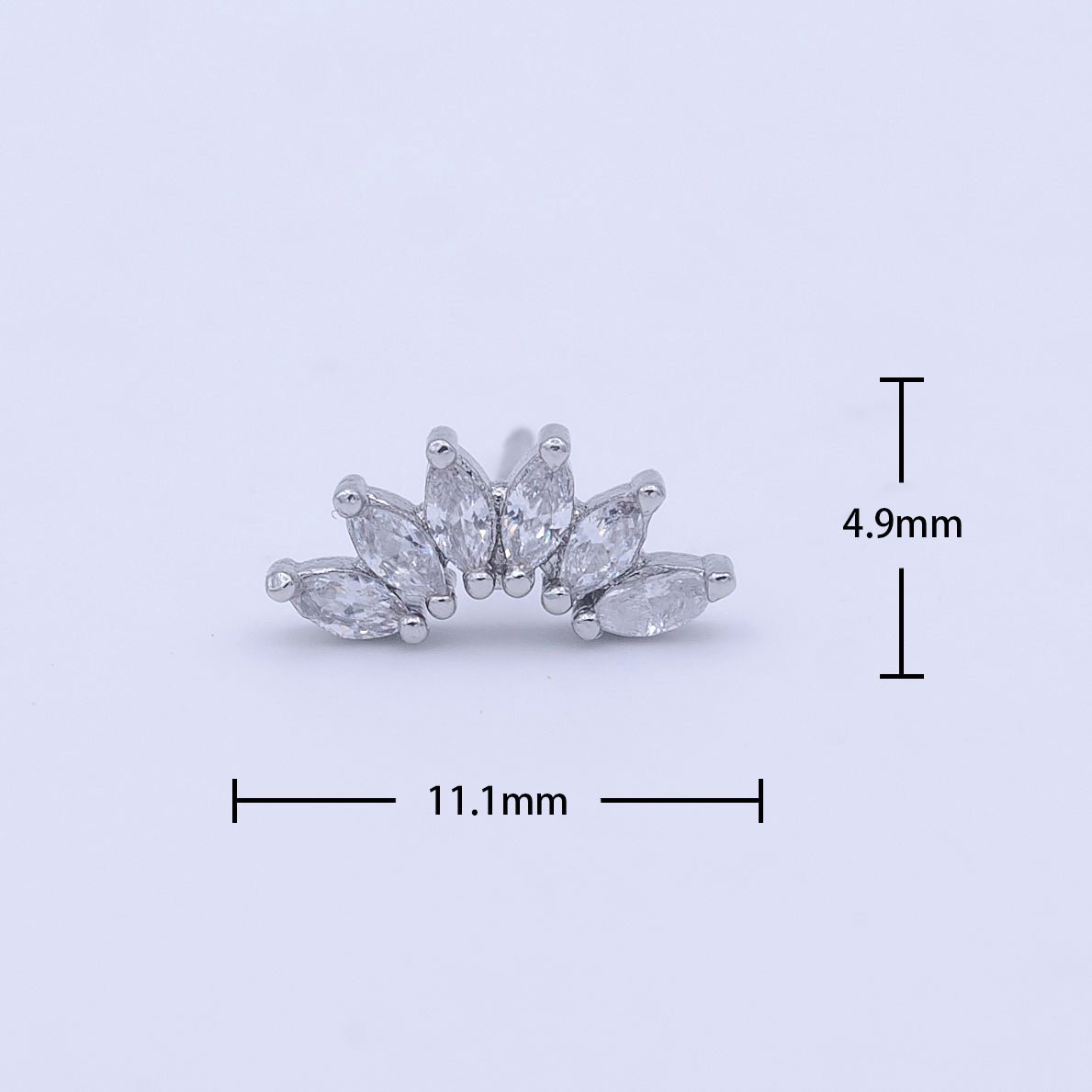 White Gold Filled Dainty Silver Marquise Cluster Dainty Stud Earrings | Y-272 - DLUXCA