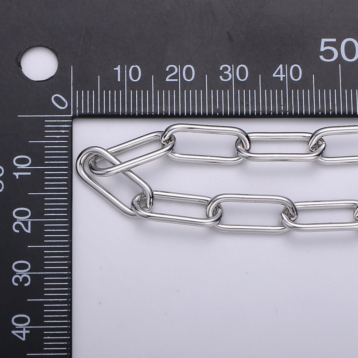 White Gold Filled Ellipse PAPERCLIP Chain Sold By Yard, Gold Filled Ellipse Link Chain, Unfinished Chain For Jewelry Making | ROLL-381 Clearance Pricing - DLUXCA