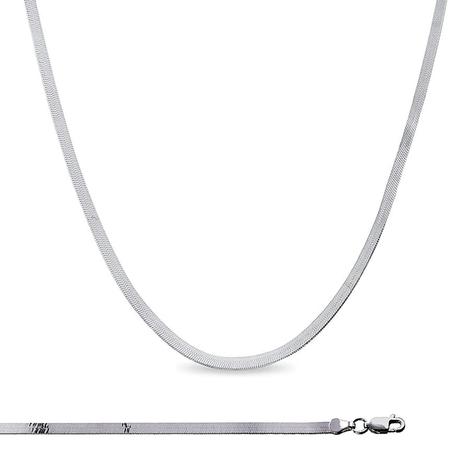 White Gold Filled Herringbone Necklace 5mm 16, 18 Inches w/ Lobster Clasp & Chain Extender | CN-895, CN-913 - DLUXCA
