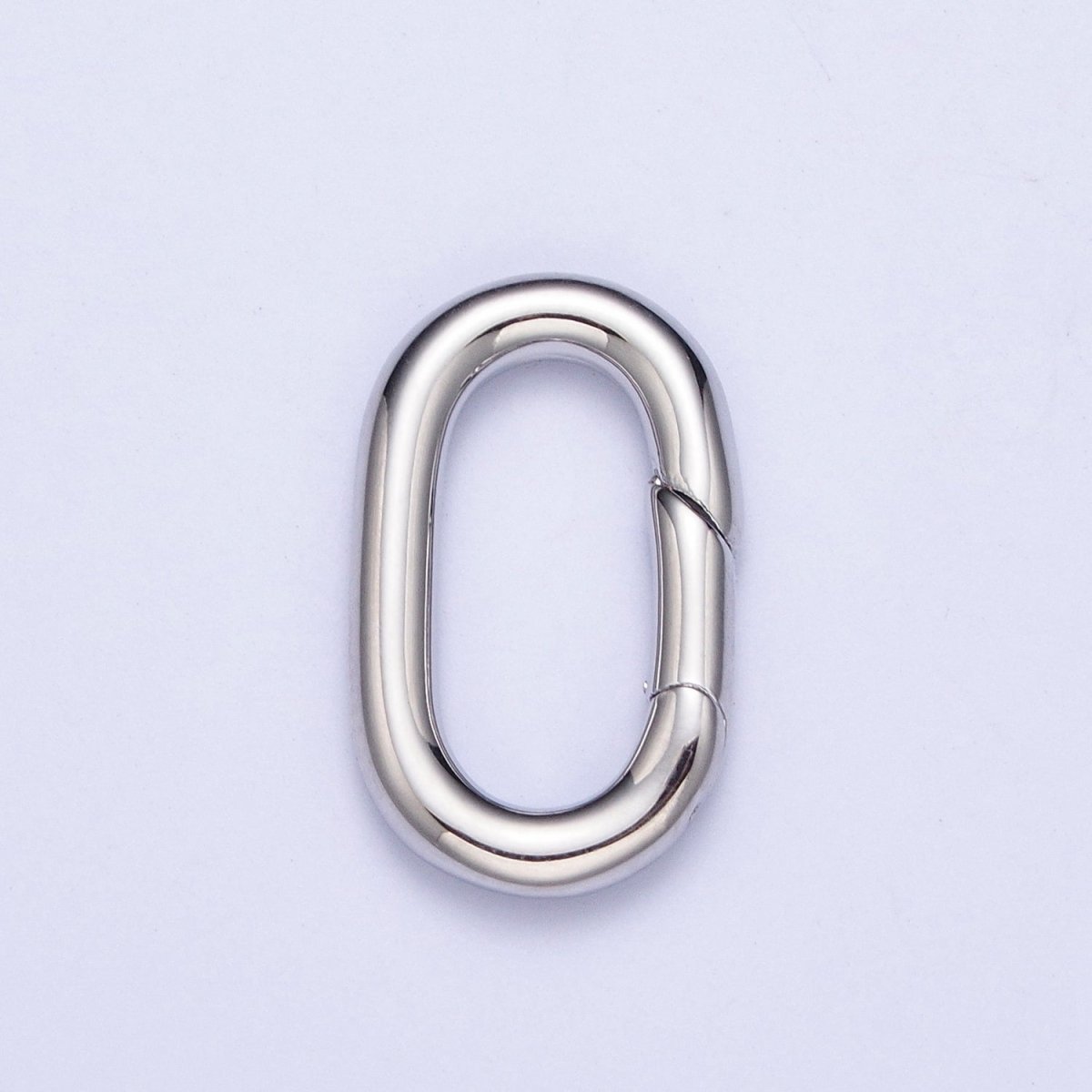 White Gold Filled Long Oval Spring Gate For Jewelry Making Supply Closure Charm Holder L-818 - DLUXCA