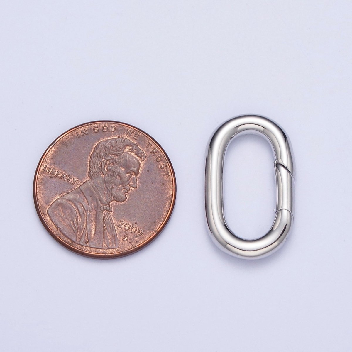 White Gold Filled Long Oval Spring Gate For Jewelry Making Supply Closure Charm Holder L-818 - DLUXCA