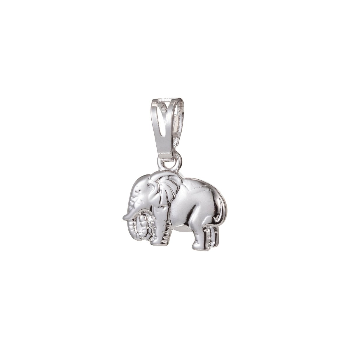 White Gold Filled Micro Pave CZ Elephant Pendant Charm, Elephant Pendant Charm, White Gold Elephant Pendant, For DIY Jewelry I-492 - DLUXCA