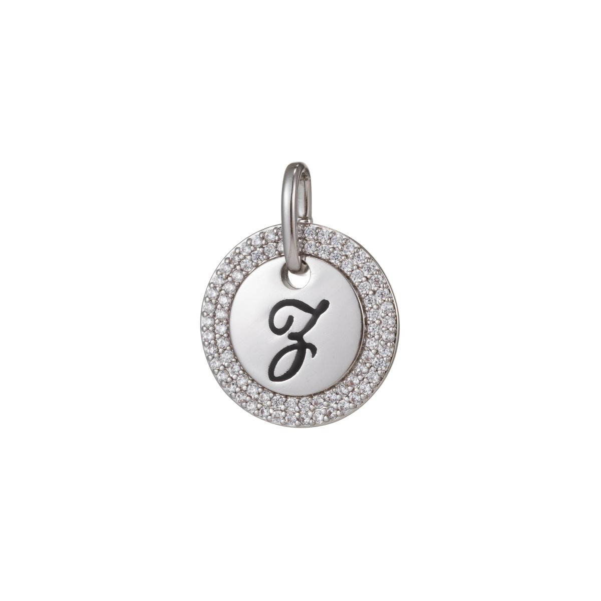 White Gold Filled Micro Pave CZ Initial Letters Pendant Charm, White Gold Filled Letter Pendant, For DIY Jewelry Necklace Making A-141 to A-153 - DLUXCA