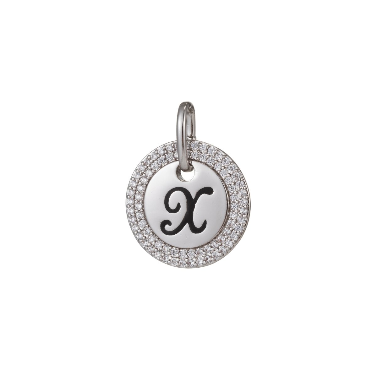 White Gold Filled Micro Pave CZ Initial Letters Pendant Charm, White Gold Filled Letter Pendant, For DIY Jewelry Necklace Making A-141 to A-153 - DLUXCA