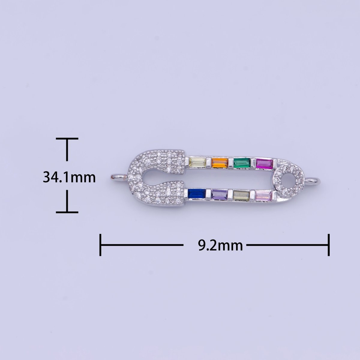 White Gold Filled Micro Paved CZ Safety Pin Connector Jewelry Supply in Silver G-561 - DLUXCA