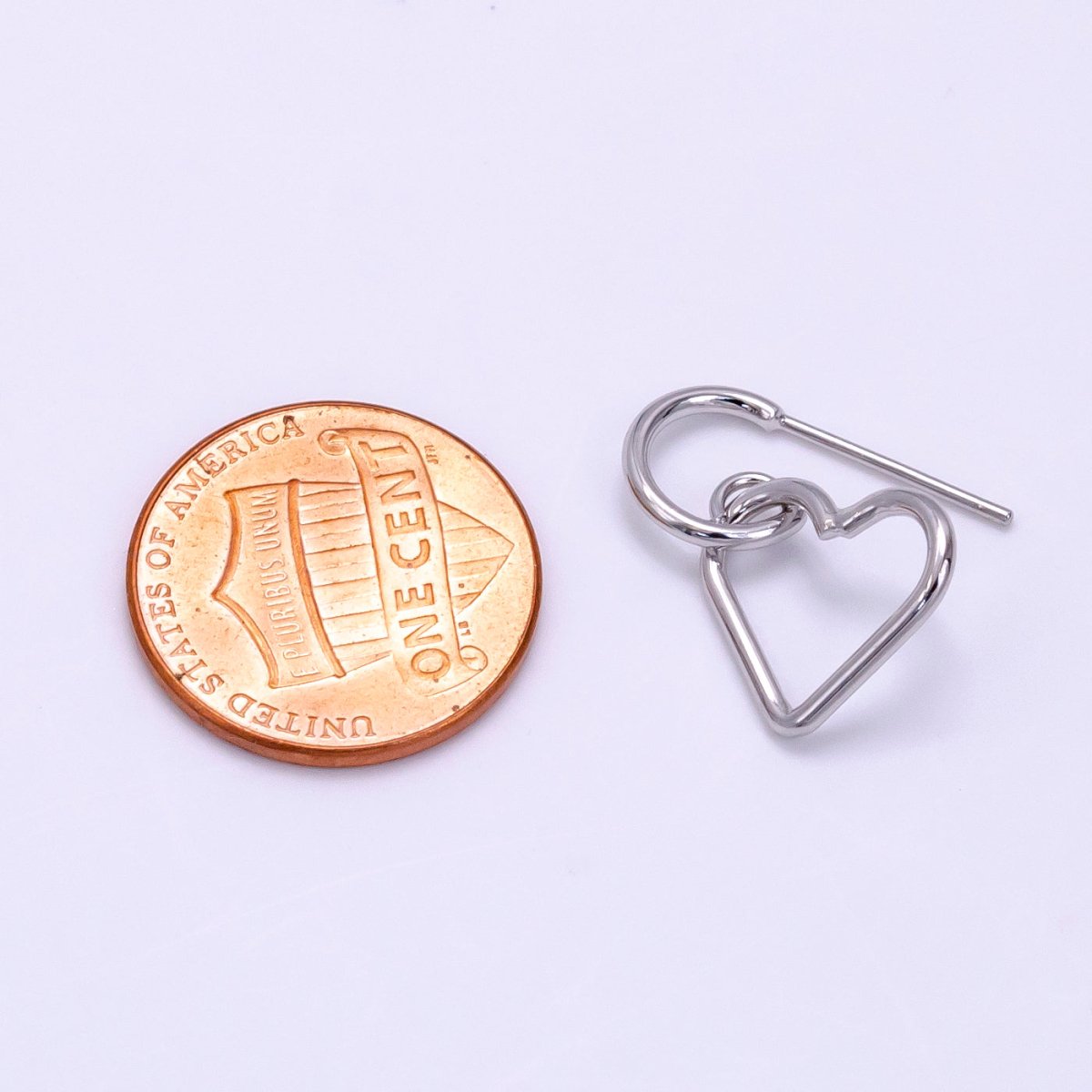 White Gold Filled Open Heart Drop C-Shaped Hoop Earrings | AB1278 - DLUXCA