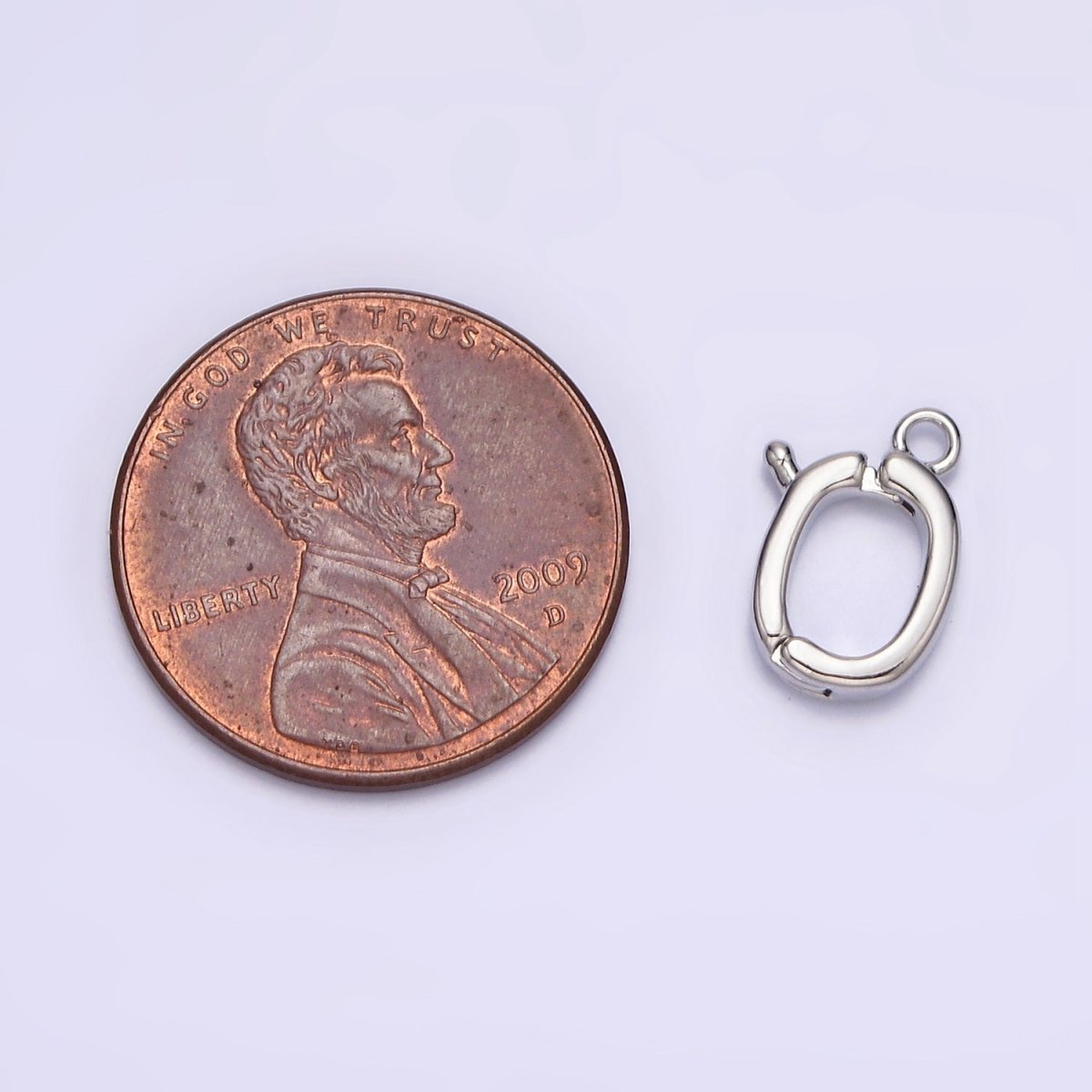 White Gold Filled Oval Snap Interchangeable Charm Holder Jewelry Making Supply | Z-447 - DLUXCA