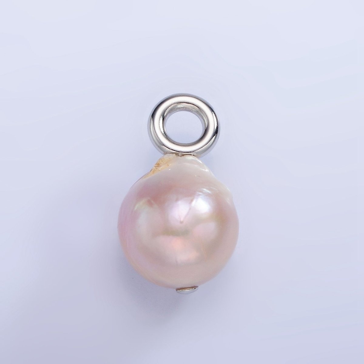 White Gold Filled Purple Freshwater Pearl Button Drop Pendant | P1702 - DLUXCA