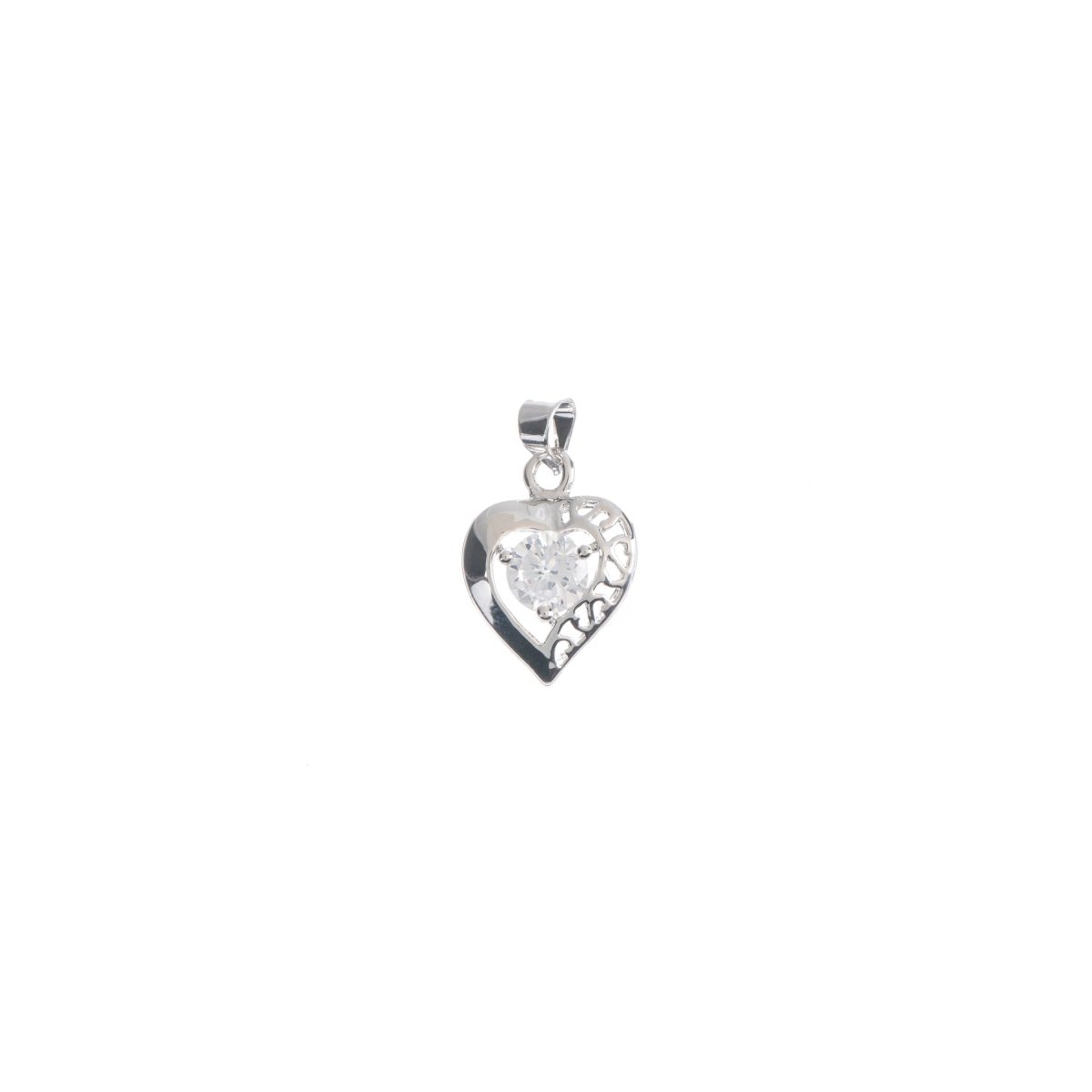 White Gold Filled Rhodium Intricate Cute Heart, Love Lock, Cubic Zirconia Bails Findings for Necklace Charm Pendant Jewelry Making Supplies H-729 - DLUXCA