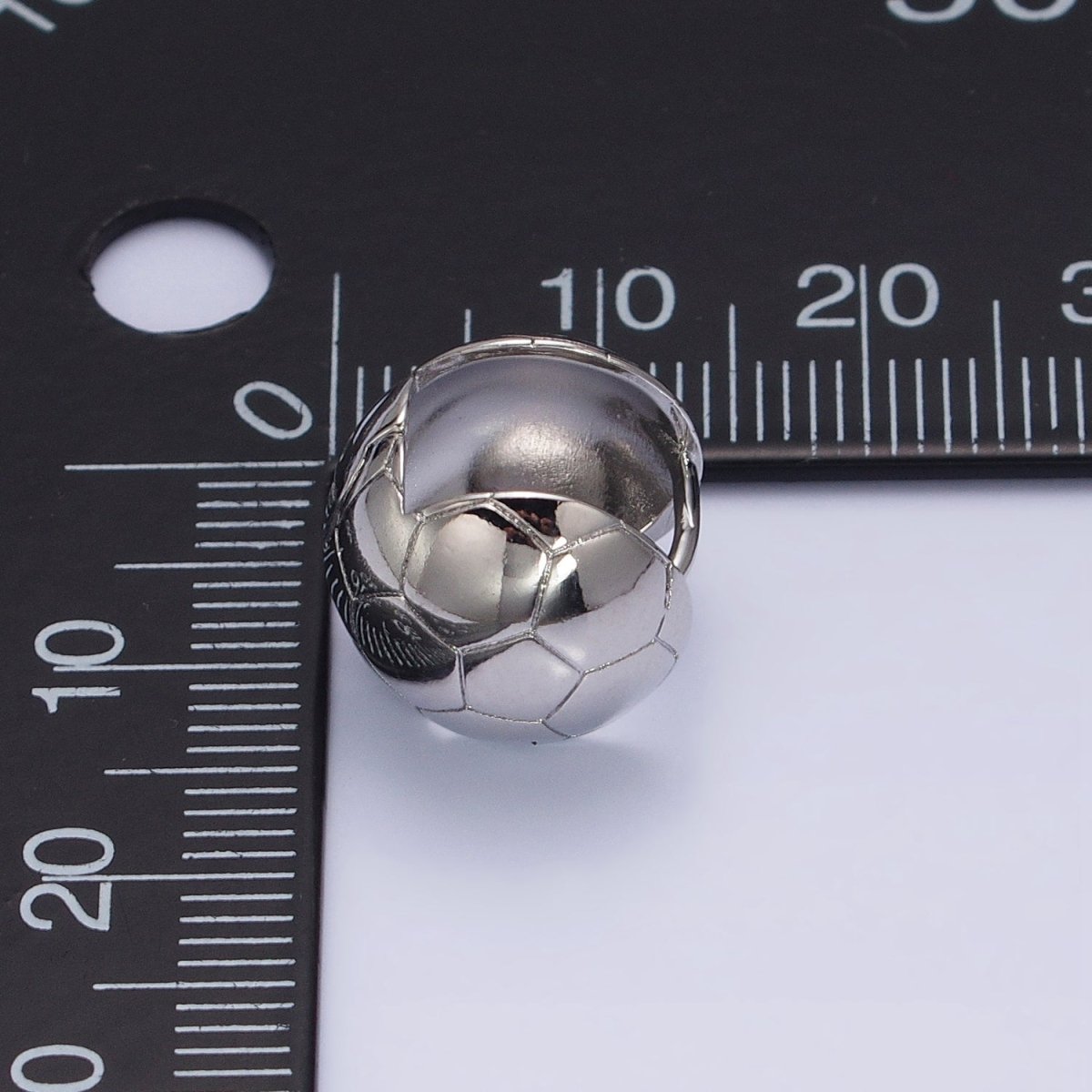 White Gold Filled Round Soccer Sports Ball Dainty Silver Huggie Earrings | AB1542 - DLUXCA