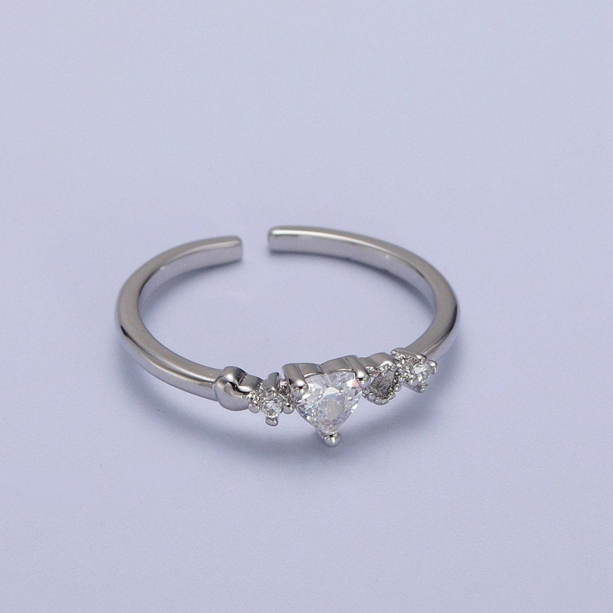 White Gold Filled Sweet Heart Clear CZ Silver Ring | Y-386 - DLUXCA